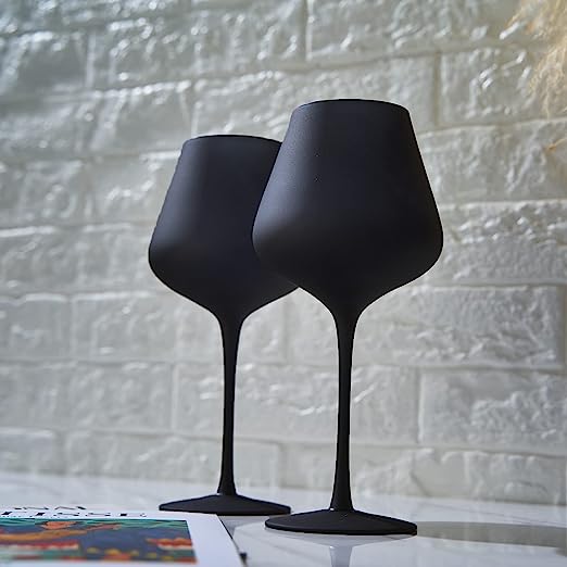 Matte Black Crystal Wine Glass - Set of 2 - Large 20 oz - Keen Glass Solutions