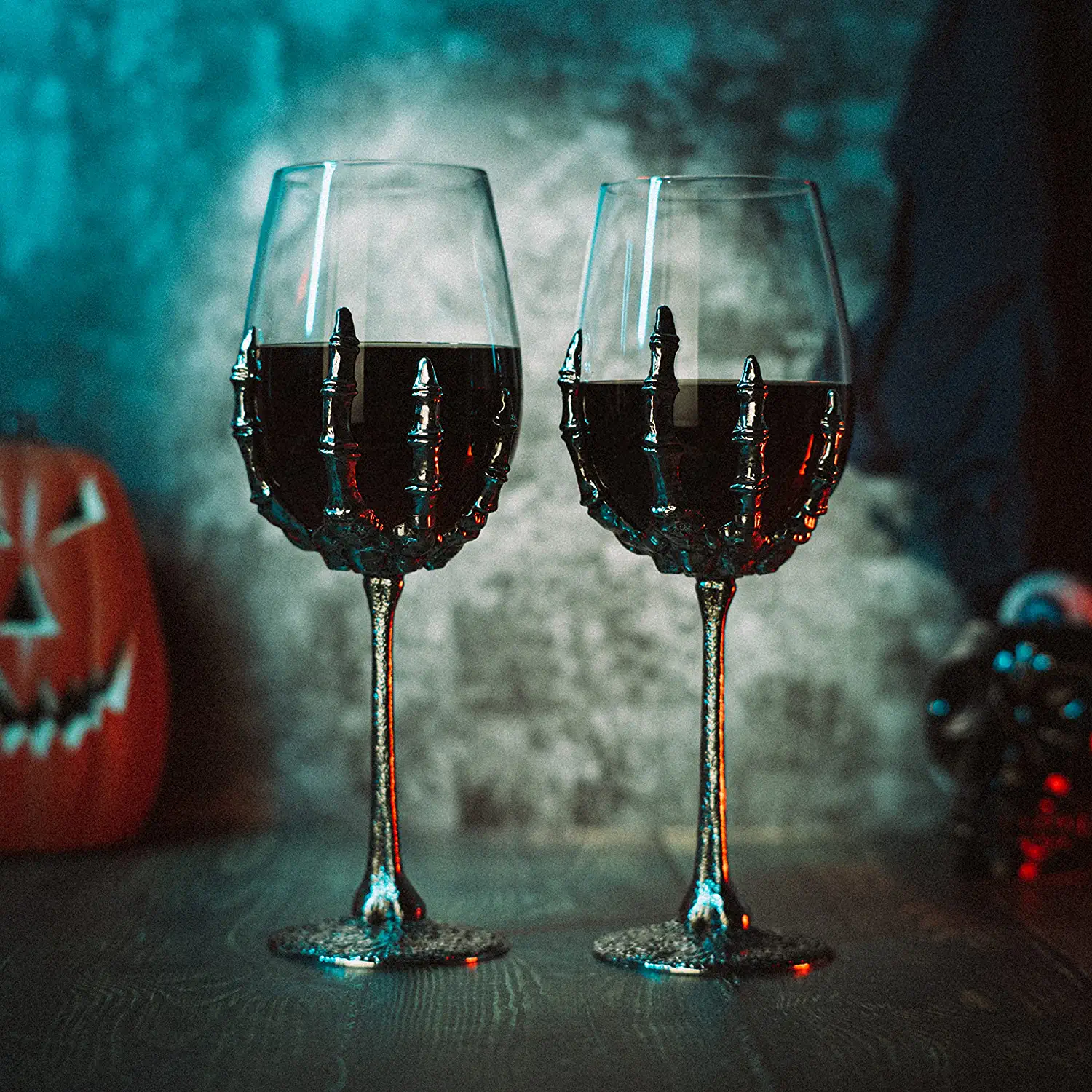 Stemmed Skeleton Wine Glasses Set of 2 - Keen Glass Solutions