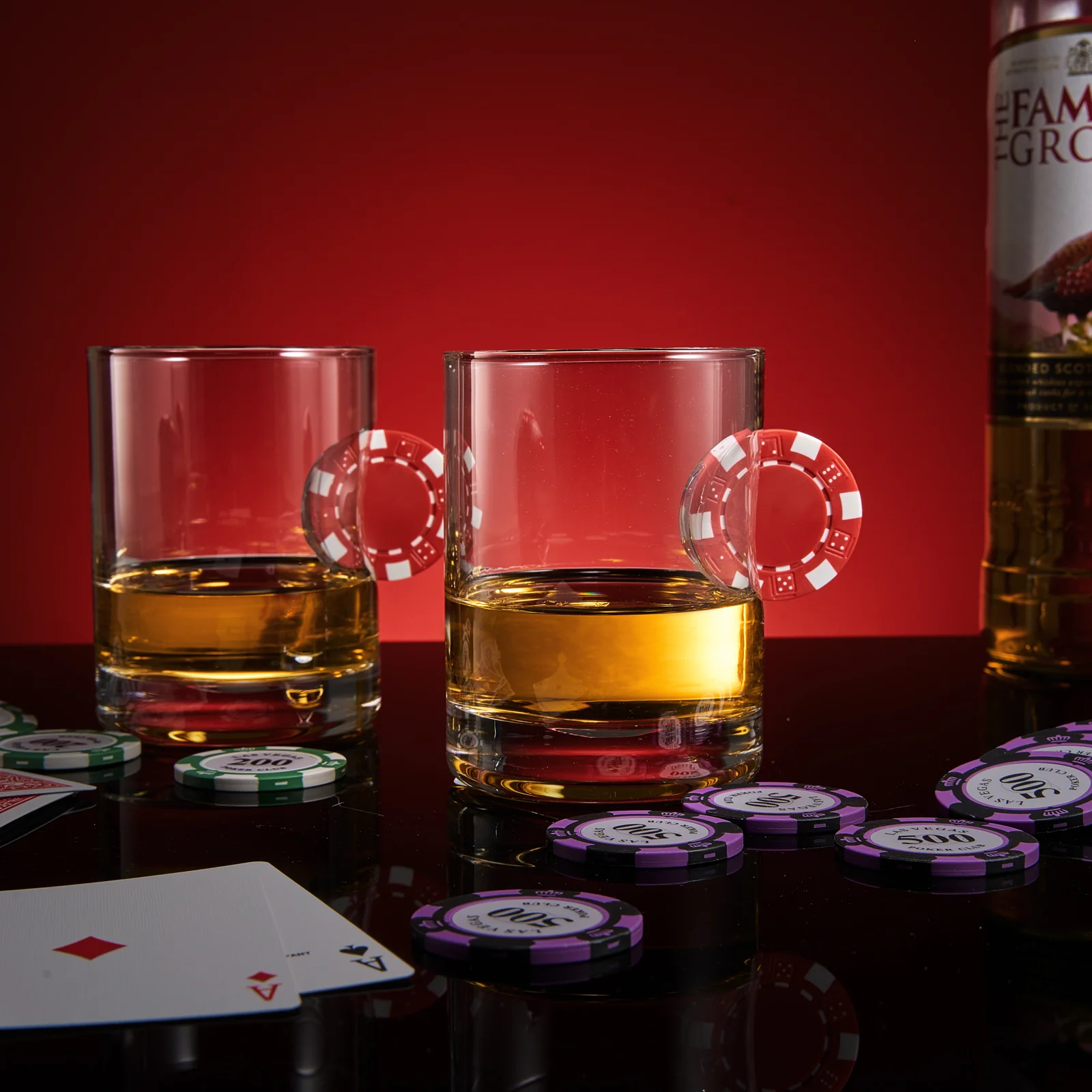 Poker Chip Whiskey & Wine Glasses | Set of 2 (20 OZ) - Keen Glass Solutions