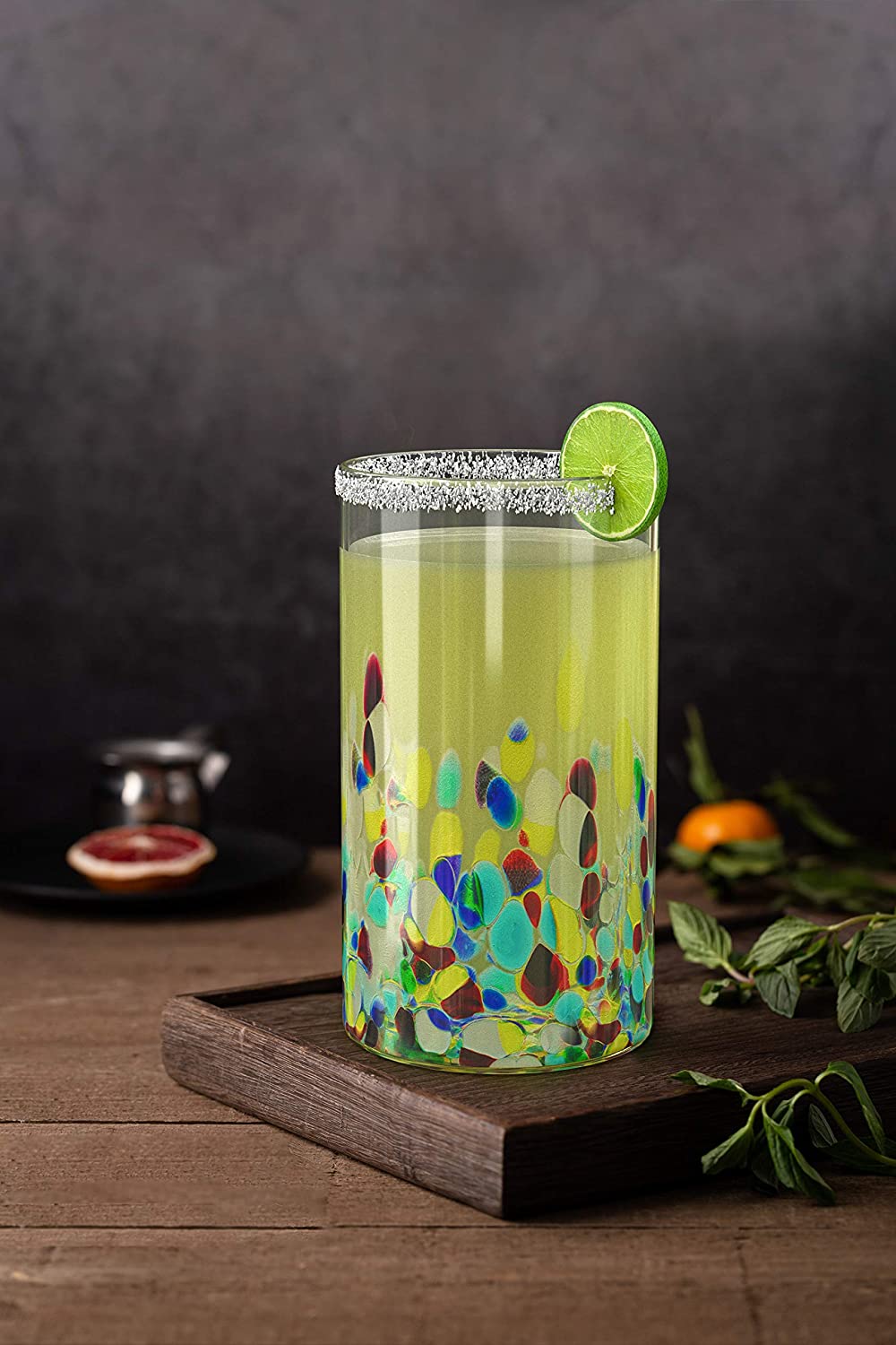 Hand Blown Mexican Drinking Glasses – Set of 6 (Climbing Confetti) - Keen Glass Solutions