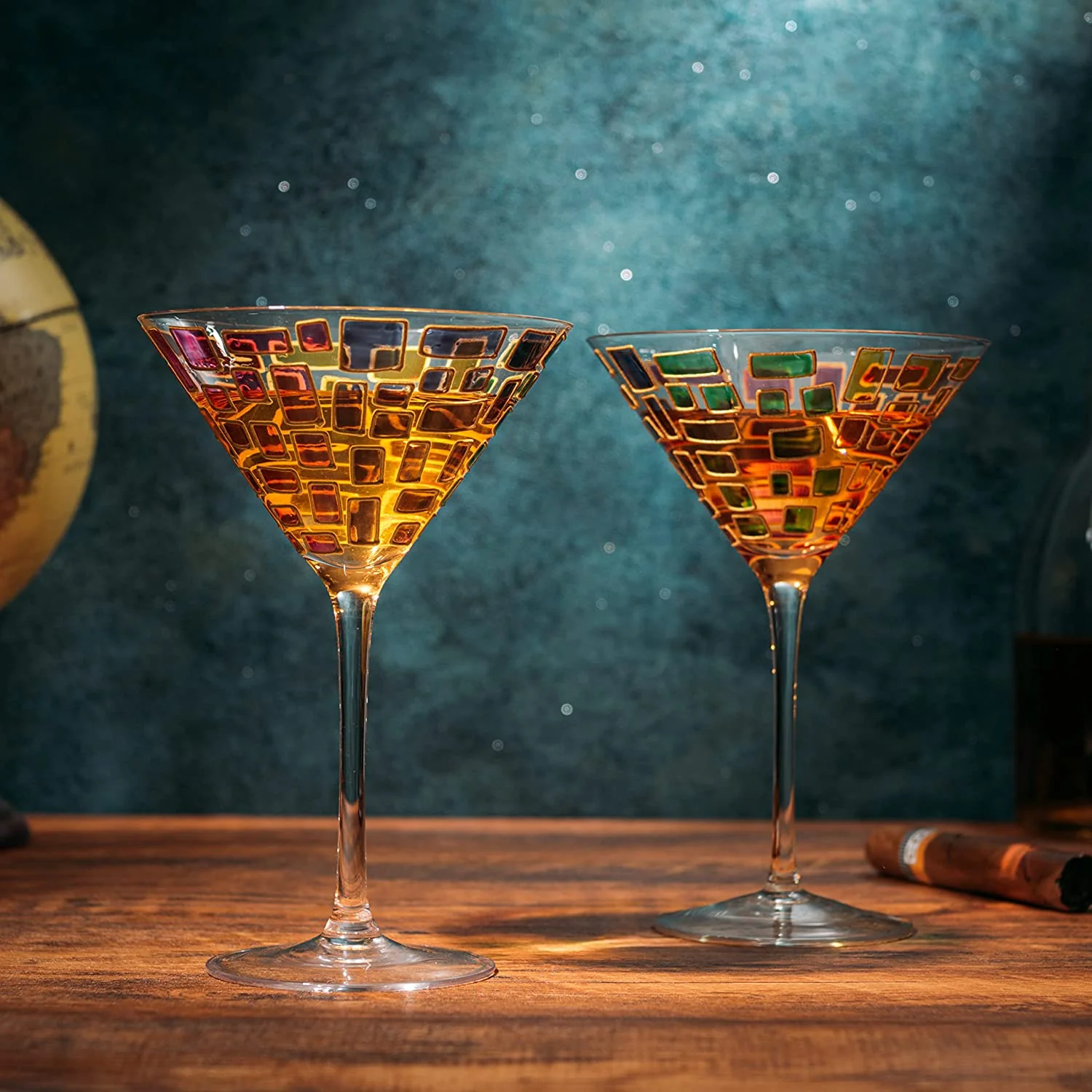 Renaissance Holiday Stained Glass Windows, (Martini Glasses) - Keen Glass Solutions