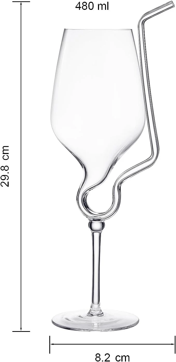 Straw Wine Glass, Spiral Vampire Wine Glass | 16oz - Keen Glass Solutions