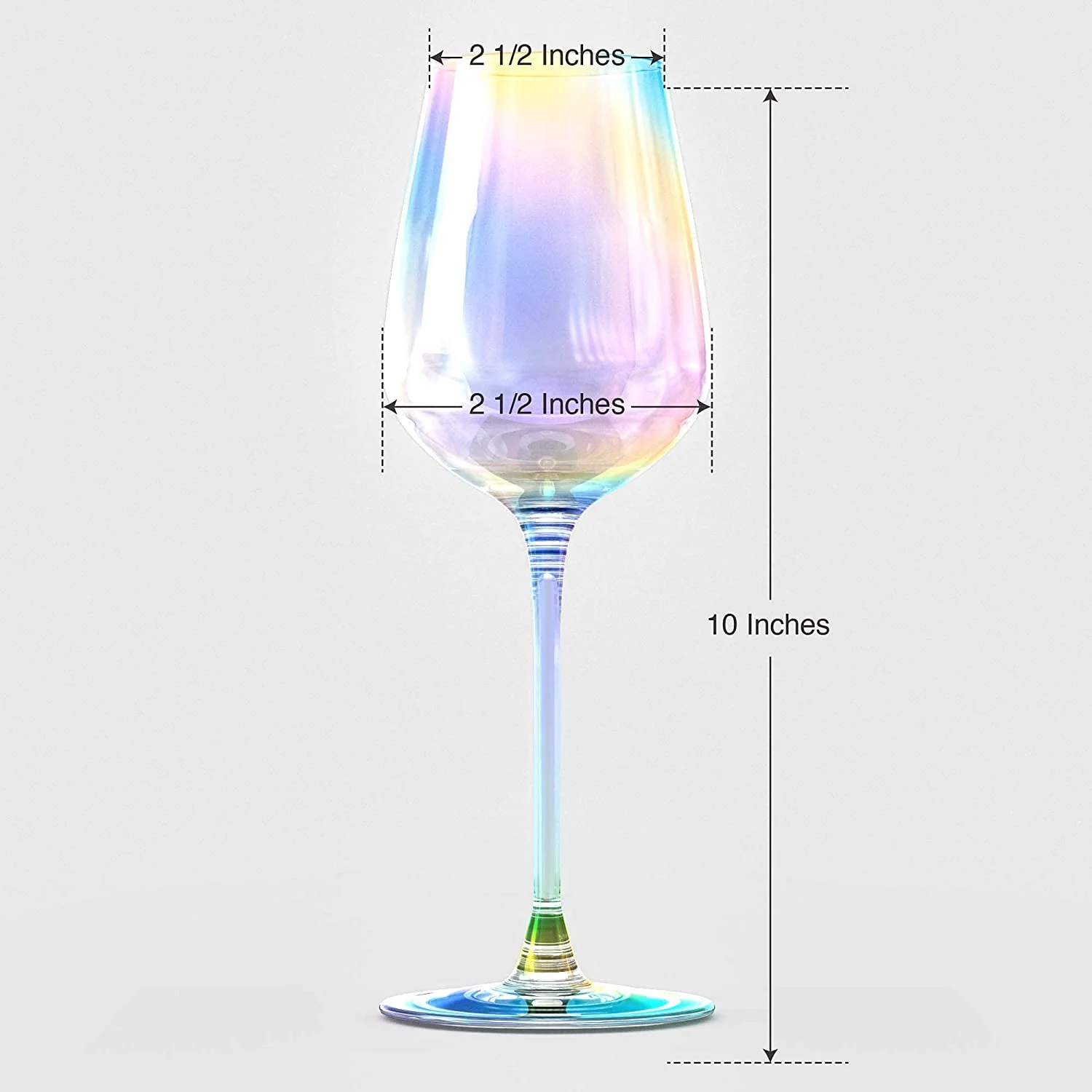 Iridescent Luster Large Radiance Wine Glasses - White Pearl Whimsy - Keen Glass Solutions