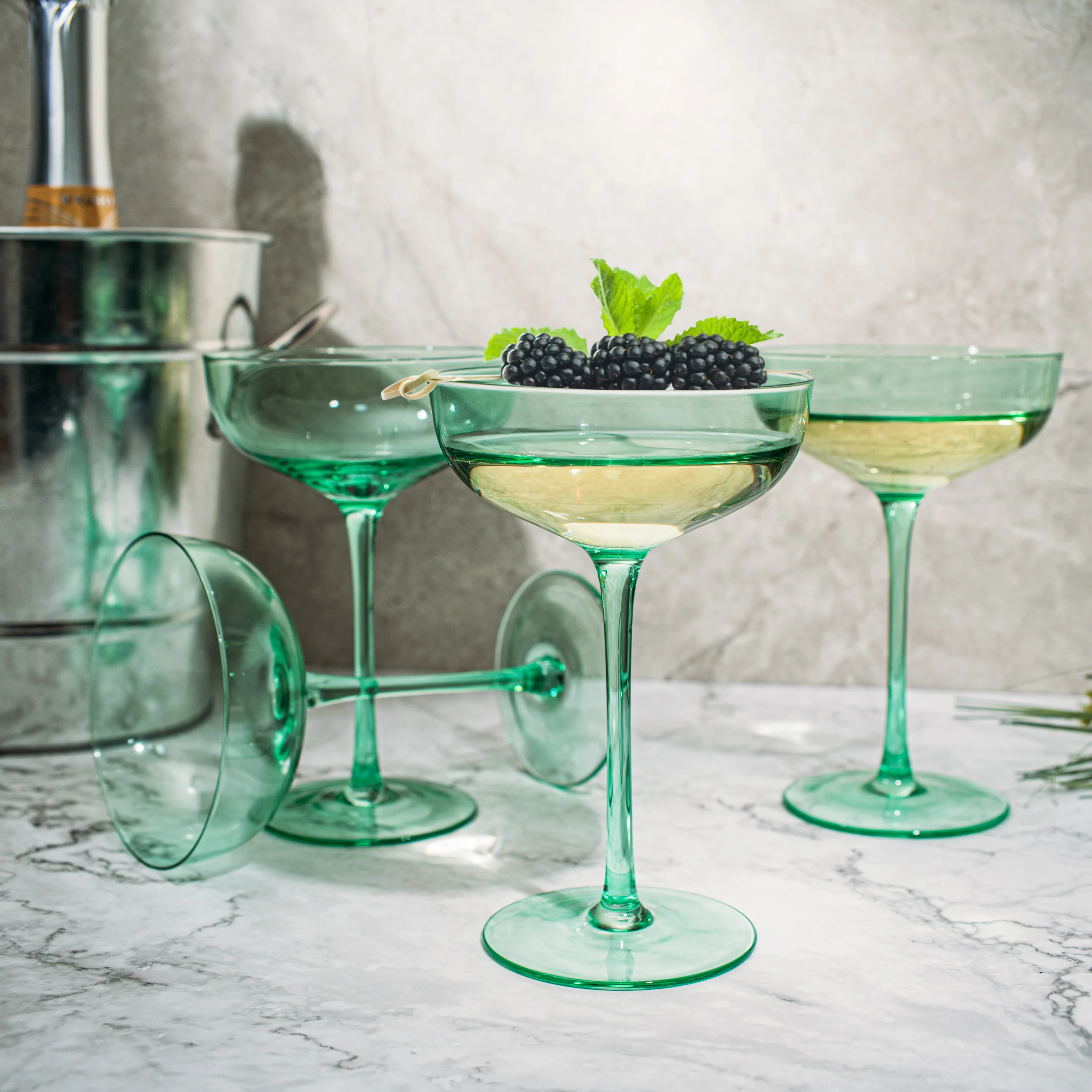 The Wine Savant Colored Coupe Glass | 7oz | Set of 4 (Green) - Keen Glass Solutions