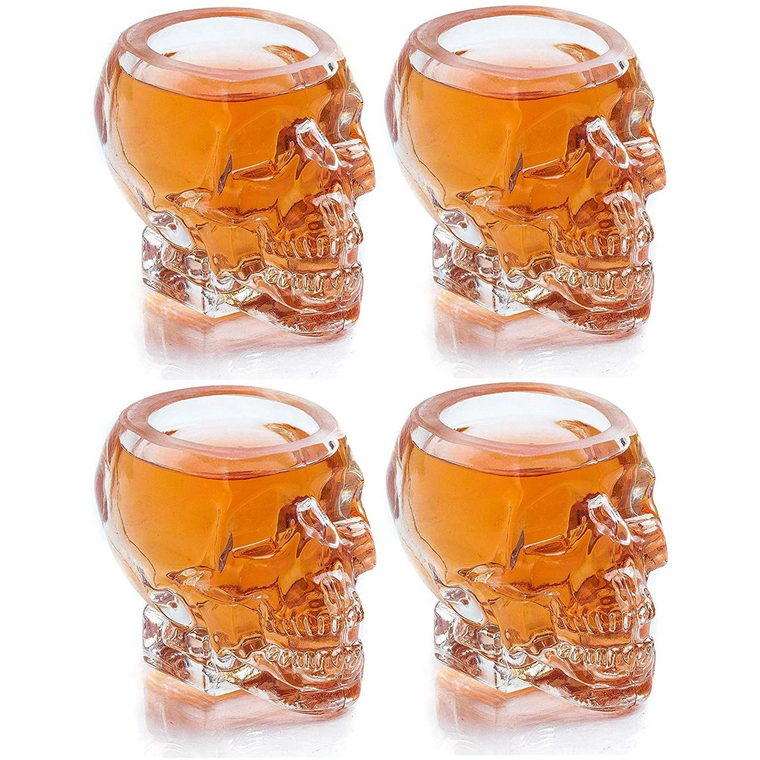 Monkey and Heroes Extra Large Skull Shot Glasses Set of 4 - Keen Glass Solutions