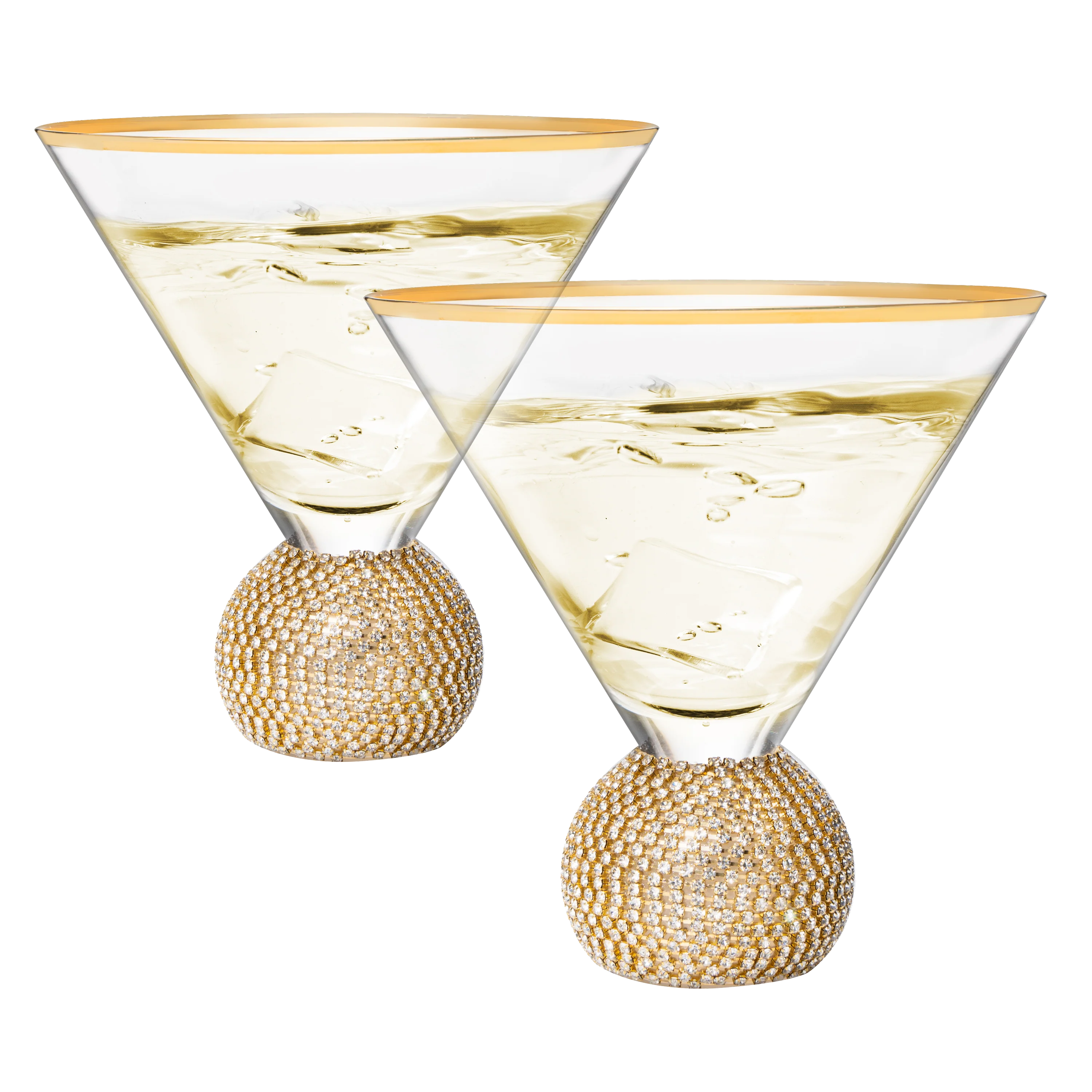 Diamond Studded Martini Glasses Set of 2 - Keen Glass Solutions