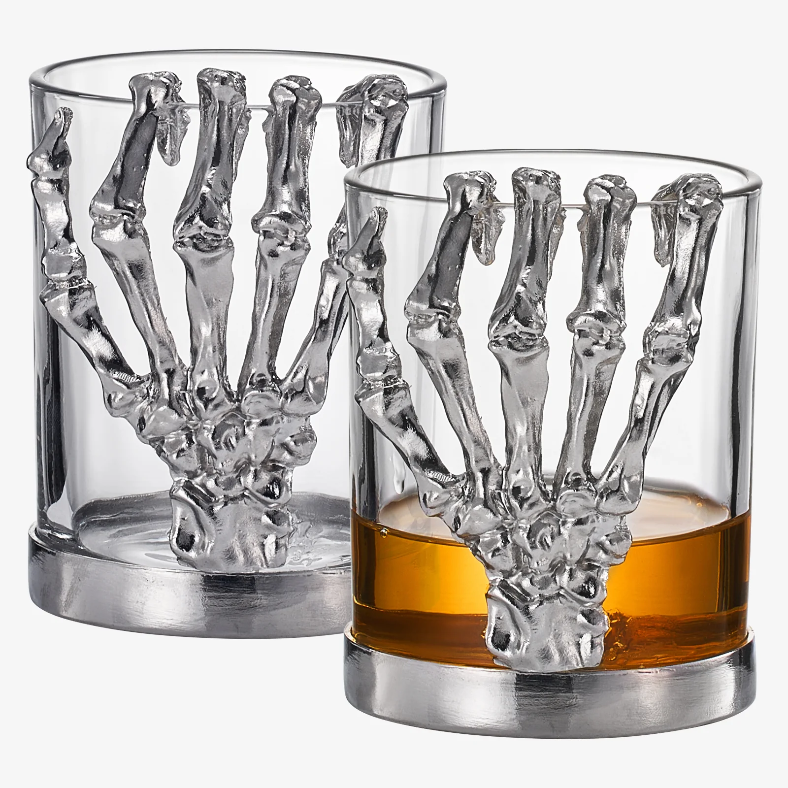 Skeleton Whiskey Glass Tumbler | Set of 2 | 10oz Glasses 4.3