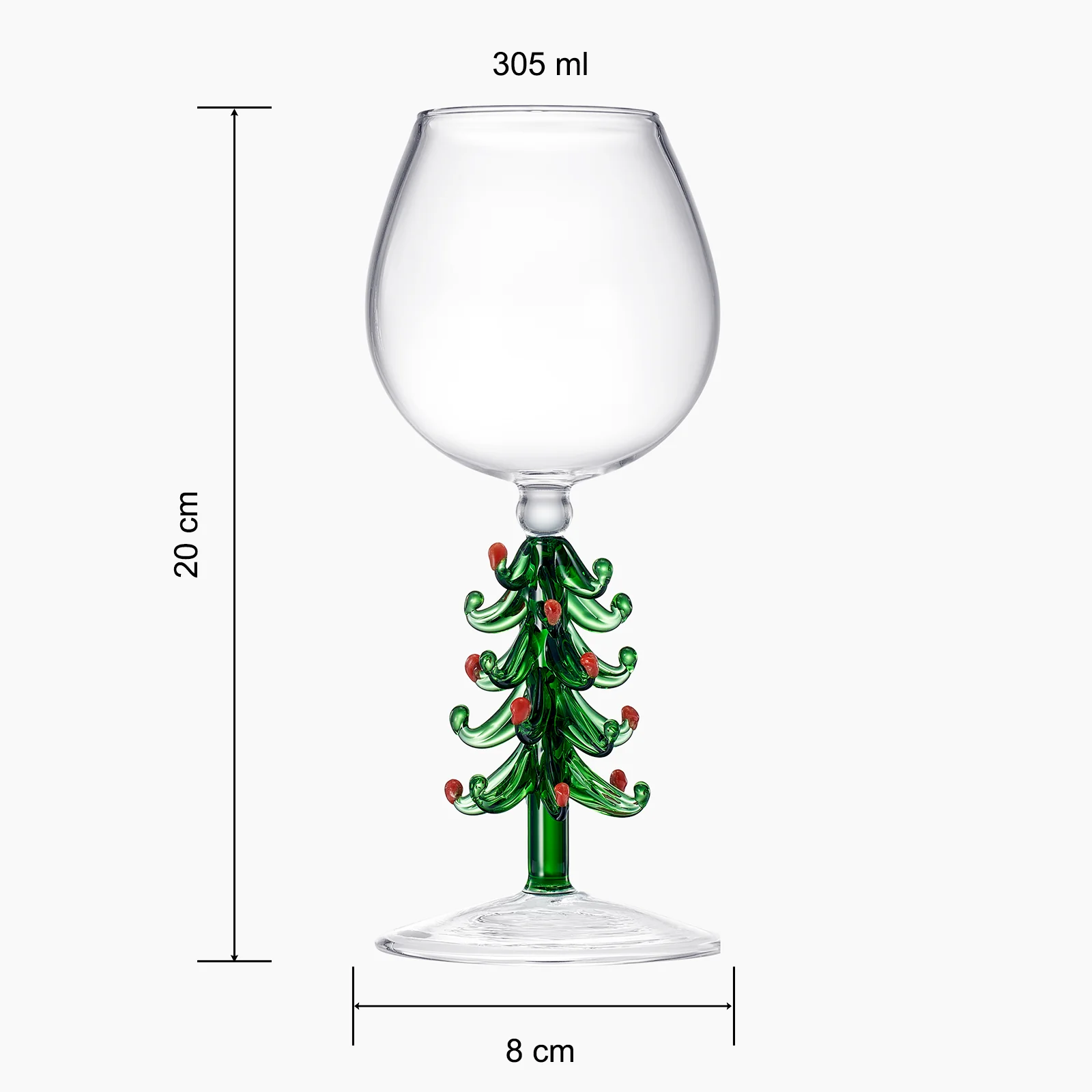 Crystal Green Christmas Tree Wine Glasses - Set of 2, 10oz - Keen Glass Solutions