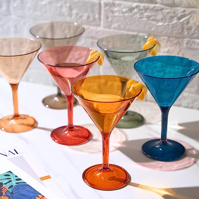 Unbreakable Pastel Color Acrylic Martini Glasses | Set of 6 - Keen Glass Solutions