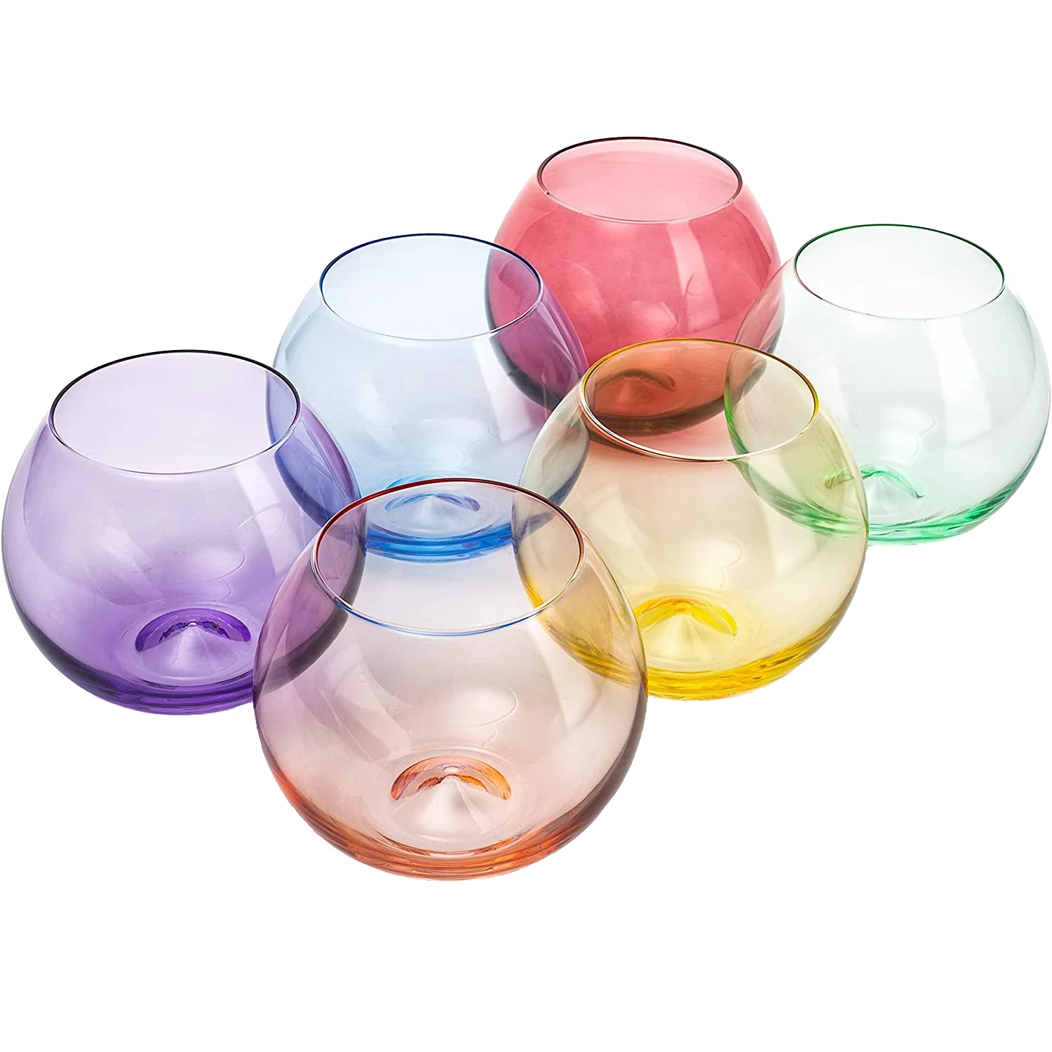 Colored Wine Glass Set, Large 12oz Bubble Glasses Set of 6 - Keen Glass Solutions