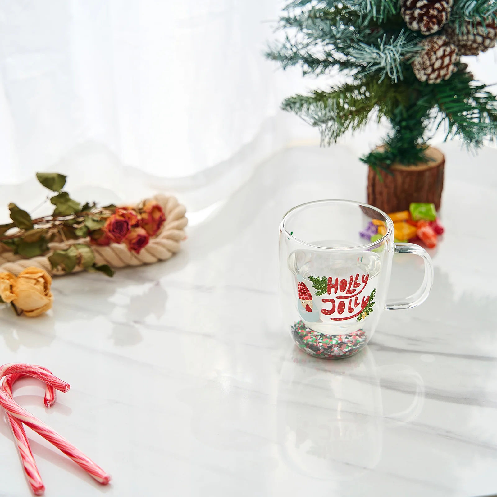 Christmas Glass Coffee Mug Set of 2 Mugs - Keen Glass Solutions