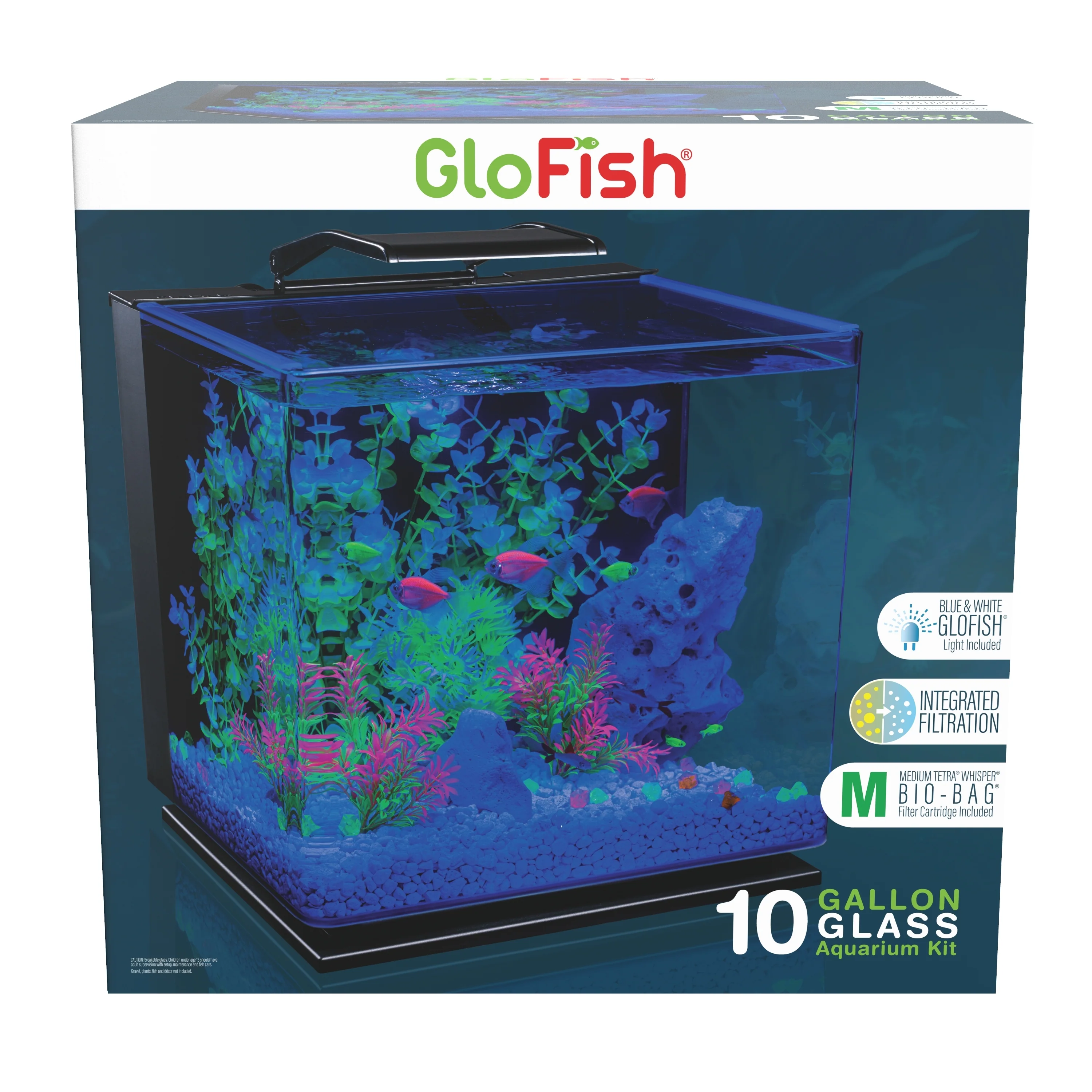 GloFish Aquarium Kit w/ LED lights 10 gal - Keen Glass Solutions