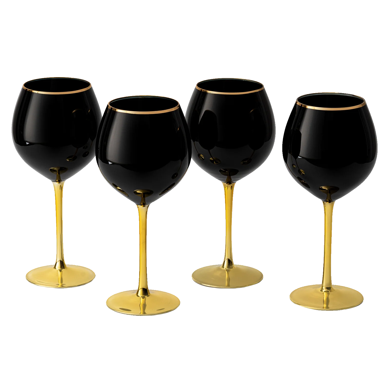 The Wine Savant Set of 4 Black Wine Glasses Gold Stemmed 14 oz - Keen Glass Solutions