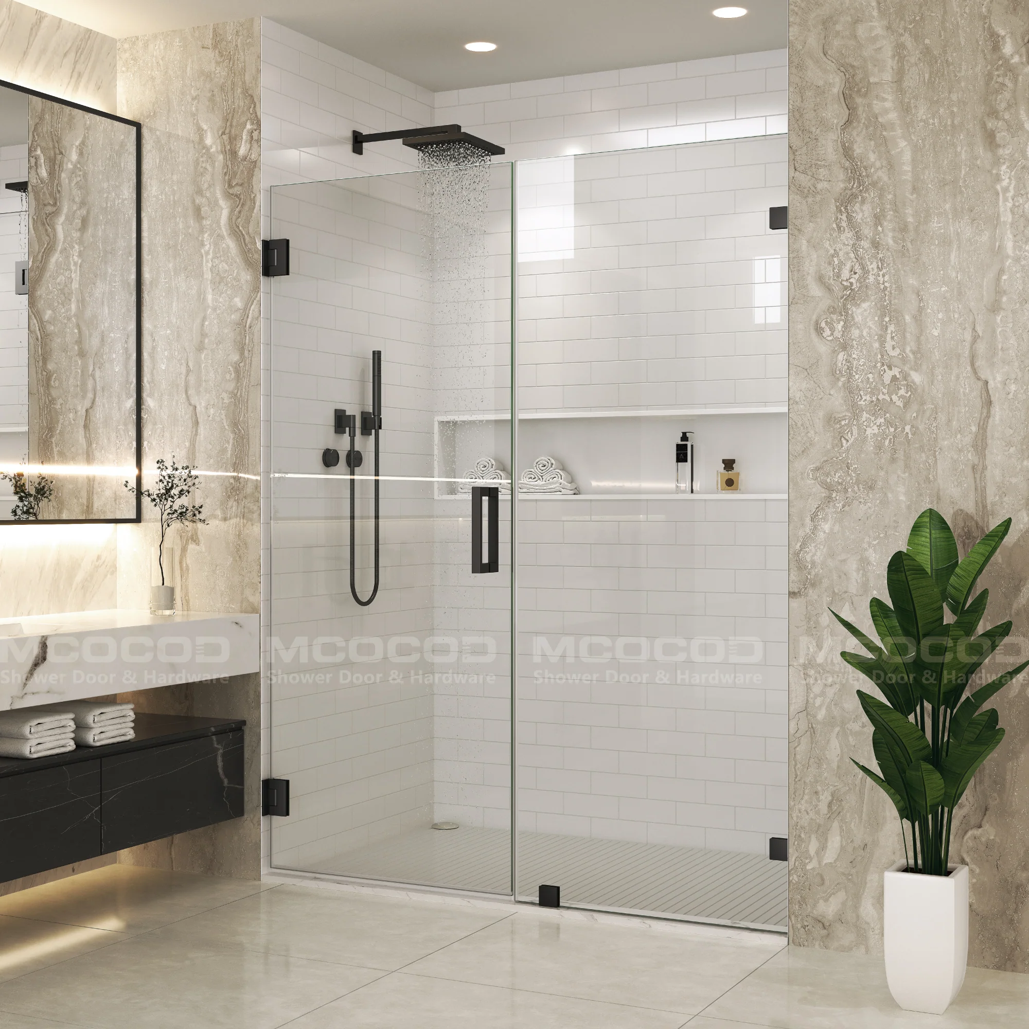 Customize Frameless Swing Shower Door - H06-02 - Keen Glass Solutions