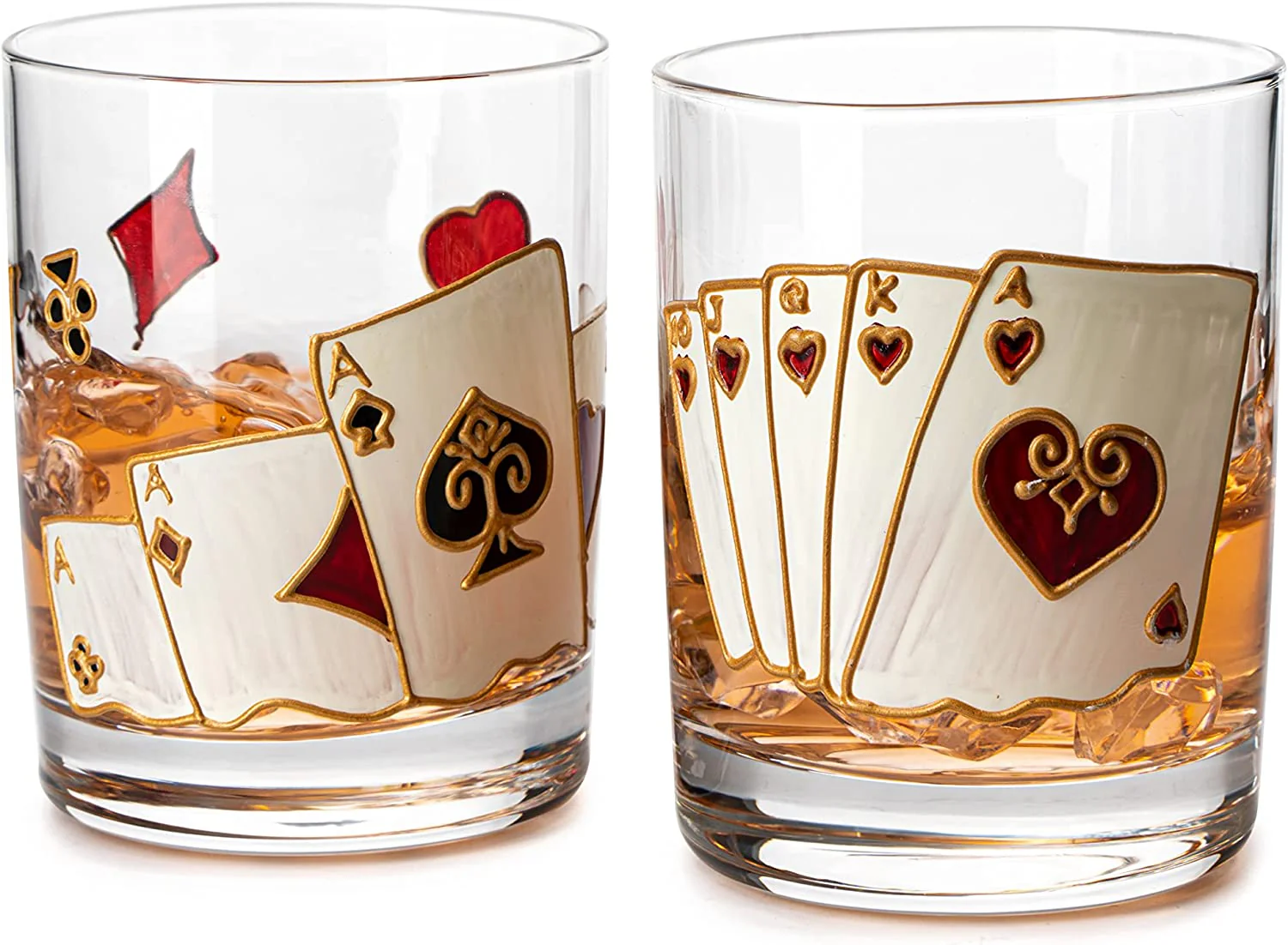 Playing Cards Drinking Glasses - Set of 2 - Keen Glass Solutions