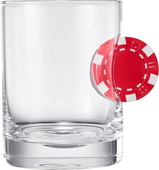 Poker Chip Whiskey & Wine Glasses | SINGLE (20 OZ) - Keen Glass Solutions