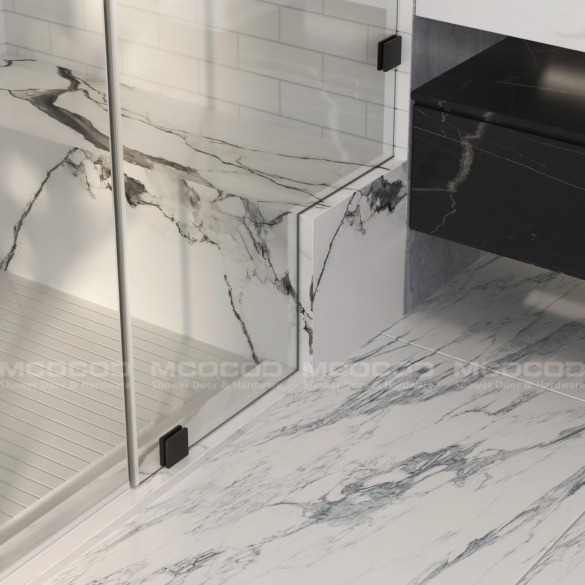 Customize Frameless Swing Shower Door - H06-03 - Keen Glass Solutions