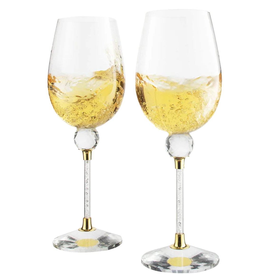 Rhinestone DIAMOND Studded Wine Glasses 16 Ounces Set - Keen Glass Solutions