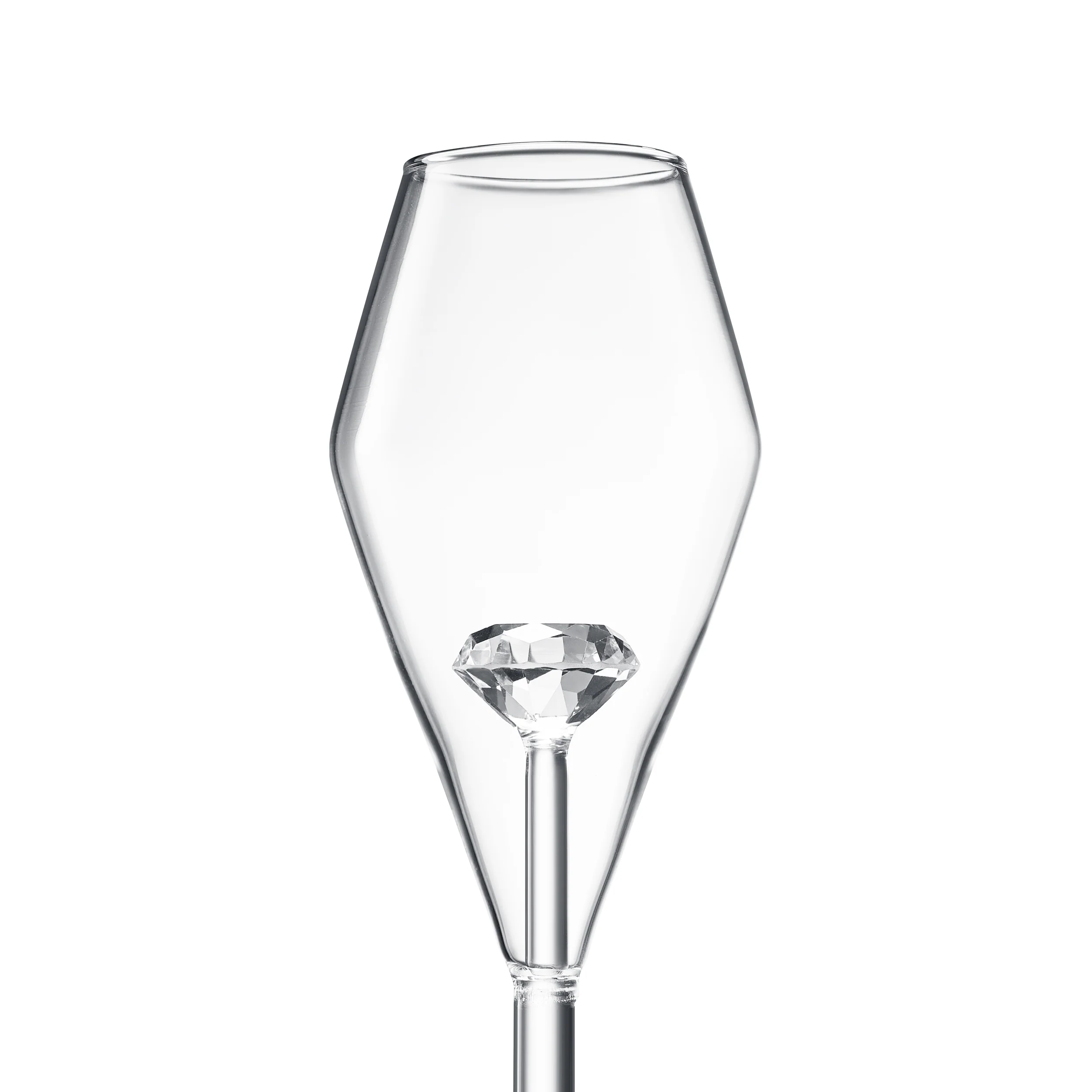 Champagne Flute Glassware | Set of 2, 7.8 OZ | Diamond Stemmed Glass - Keen Glass Solutions