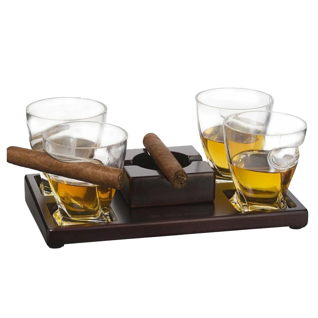Cigar Holder Whiskey Glasses Set - Keen Glass Solutions
