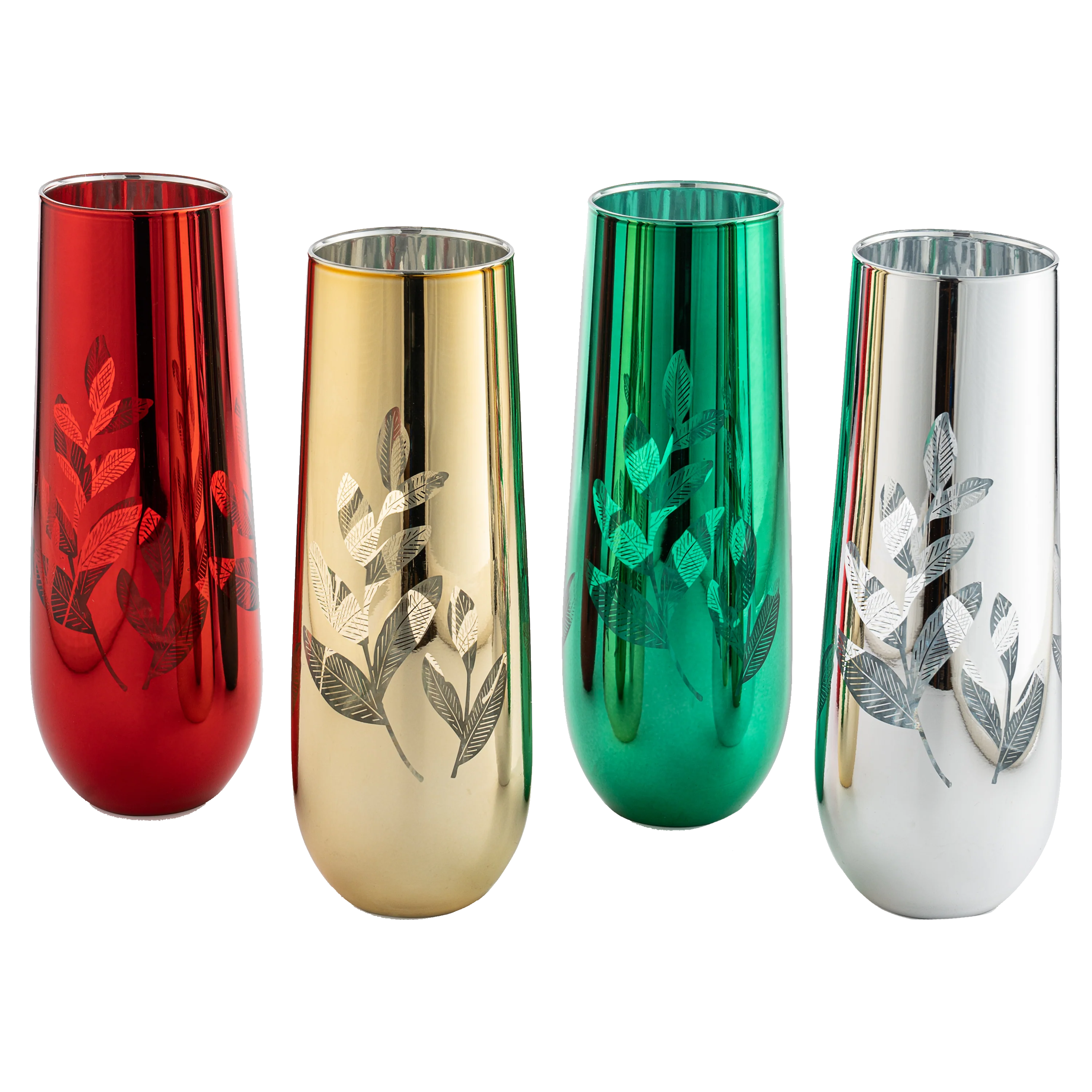 Multicolor 4-Piece Tree Stemless Wine & Water Glasses (Flutes) - Keen Glass Solutions