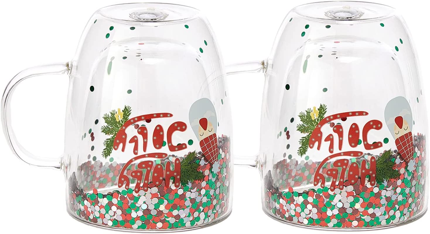 Set of 2 Holly Jolly Christmas Design Tumbler Mugs - 9.5 oz - Keen Glass Solutions