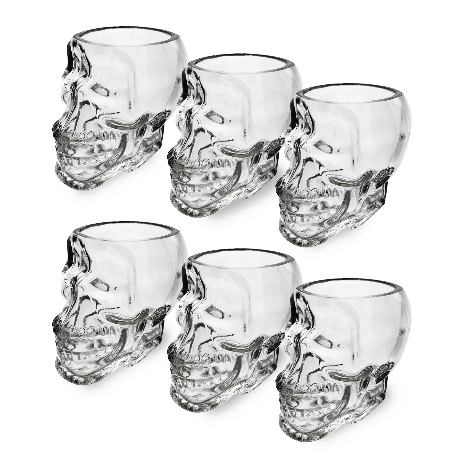 Skull Shot Glasses Set of 6 - 3oz Skull Glasses 3