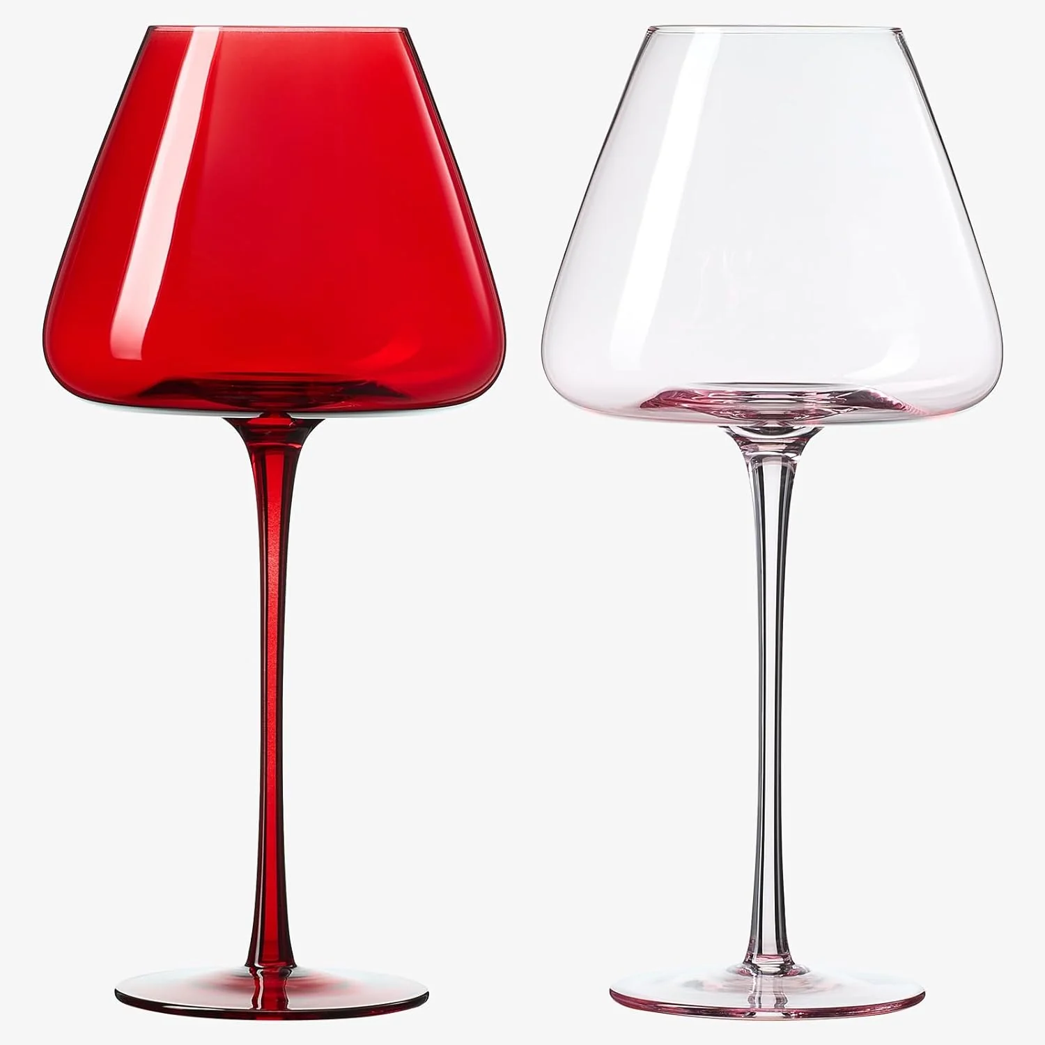 Valentine's Colored Red & Pink Crystal Wine Glasses | 2 Set - Keen Glass Solutions