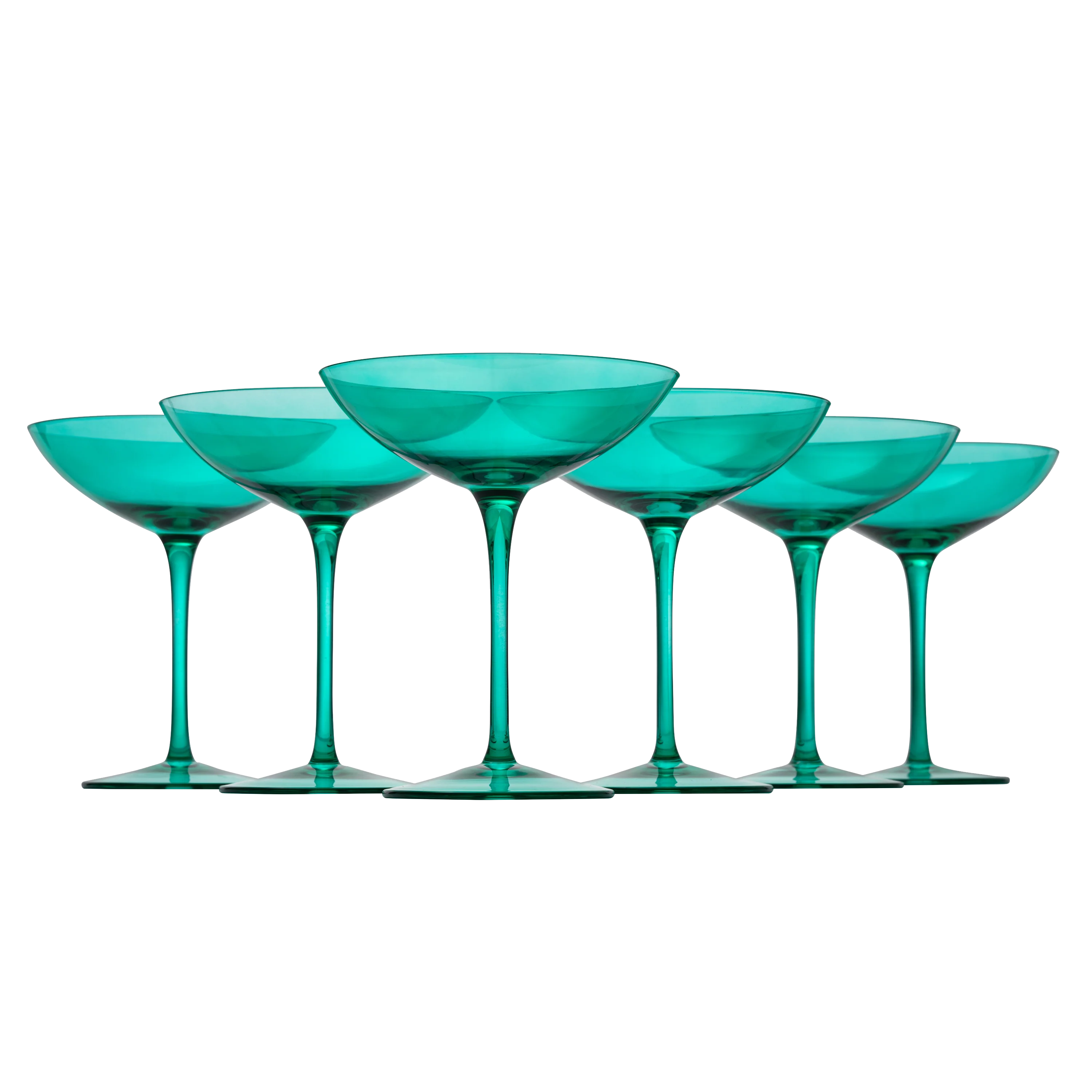 The Wine Savant Colored Vintage Glass Coupes 12oz (6, Teal) - Keen Glass Solutions