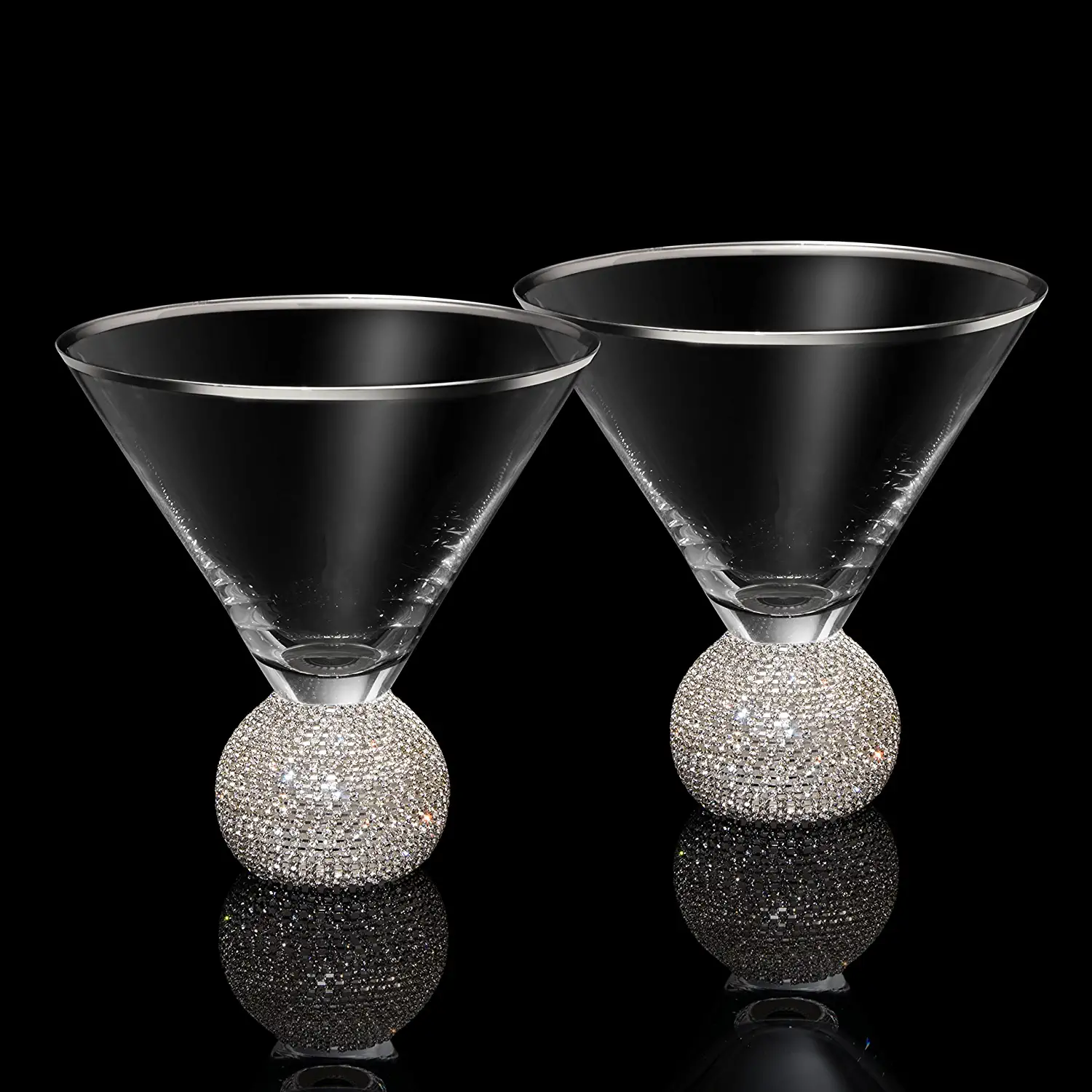 Diamond Studded Martini & Cocktail Glasses - Set of 2 - Keen Glass Solutions