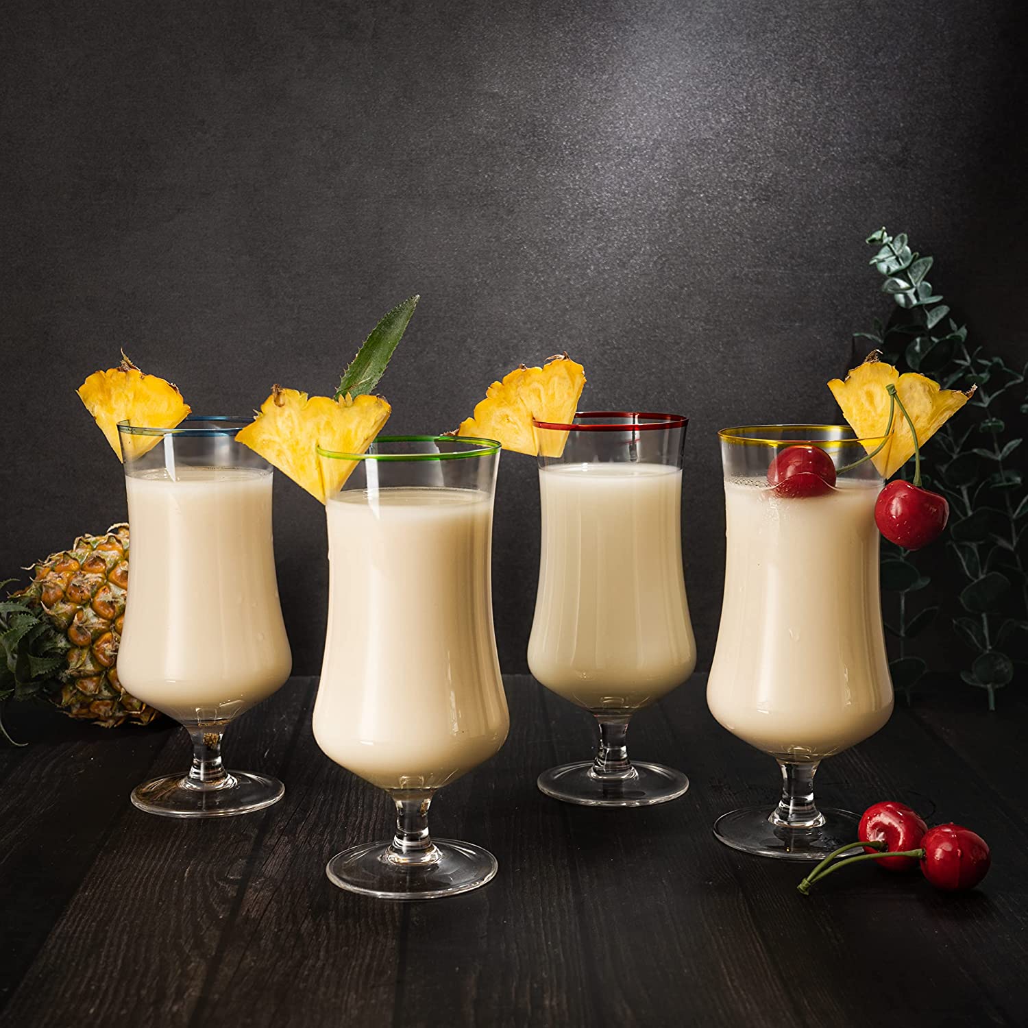Set of 4 Pina Colada Hurricane Glasses 14oz - Keen Glass Solutions
