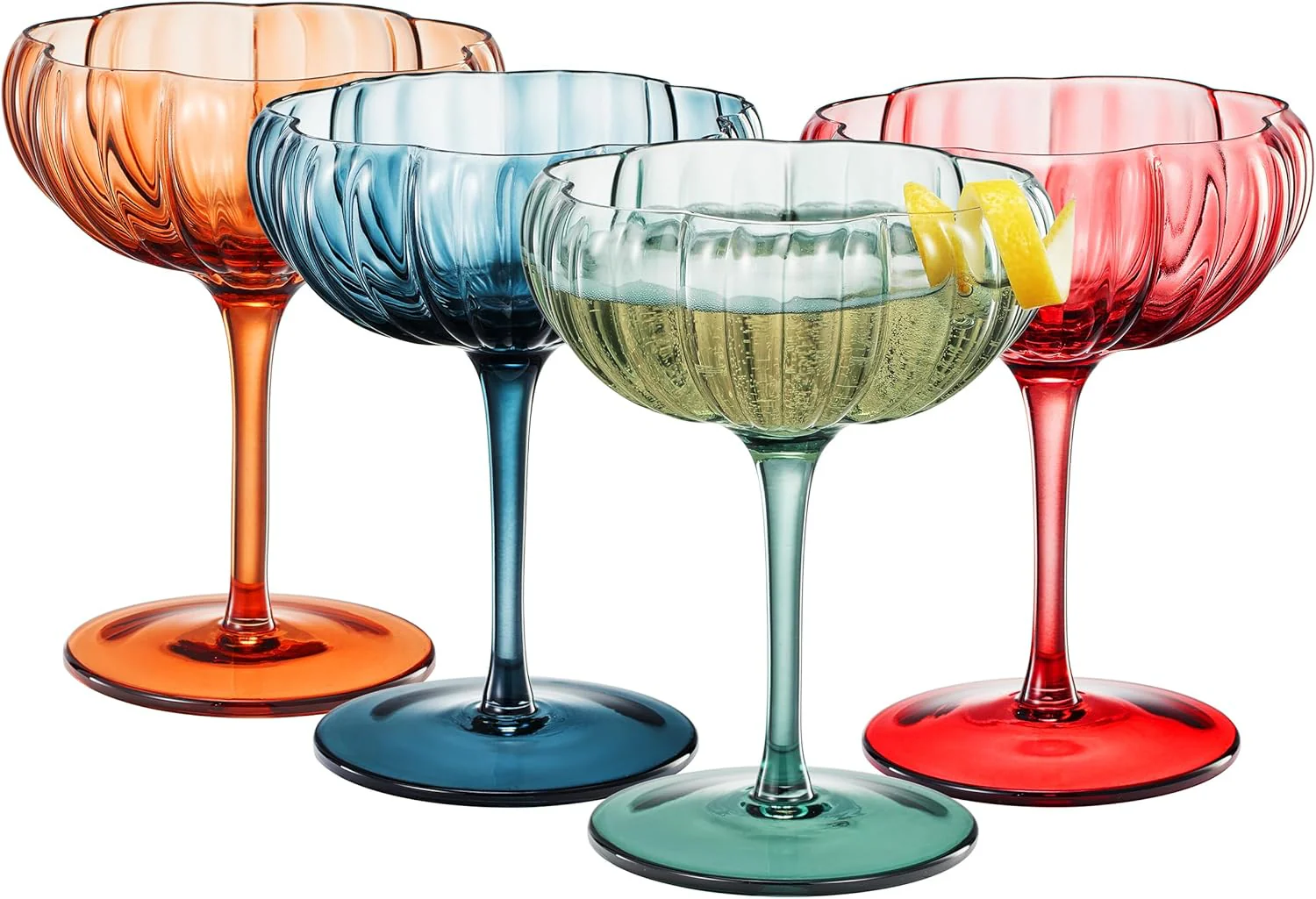 Khen Flower Modern Wavy Glass Coupes Martini - Keen Glass Solutions