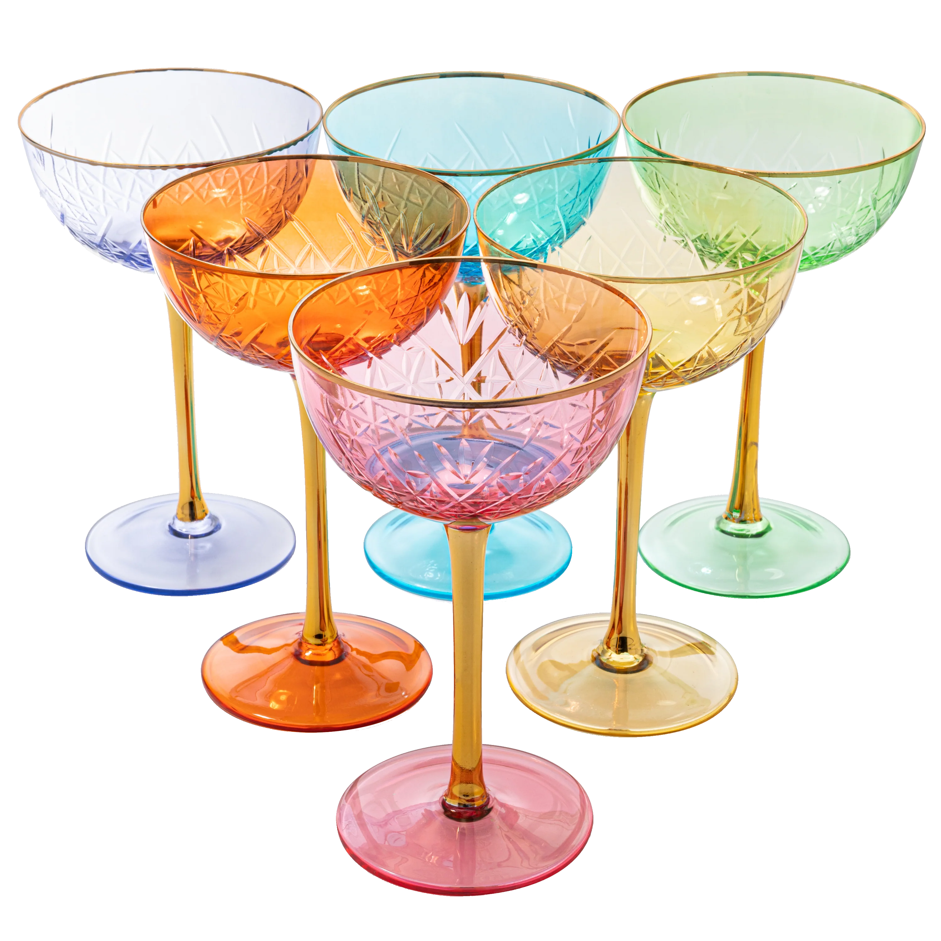 Vintage Art Deco Coupe for Champagne | Set of 6 | 7 oz - Keen Glass Solutions