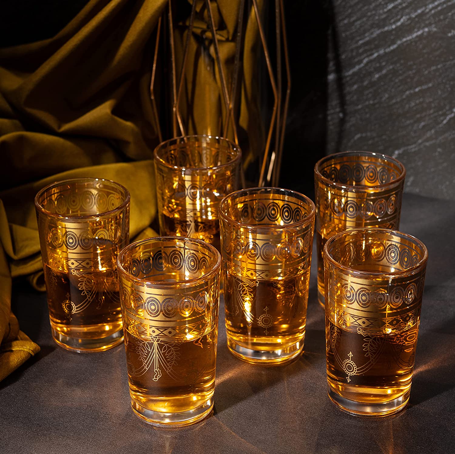 Gold Moroccan Glasses Artisan Hand-Made Multipurpose 220 ml - Keen Glass Solutions