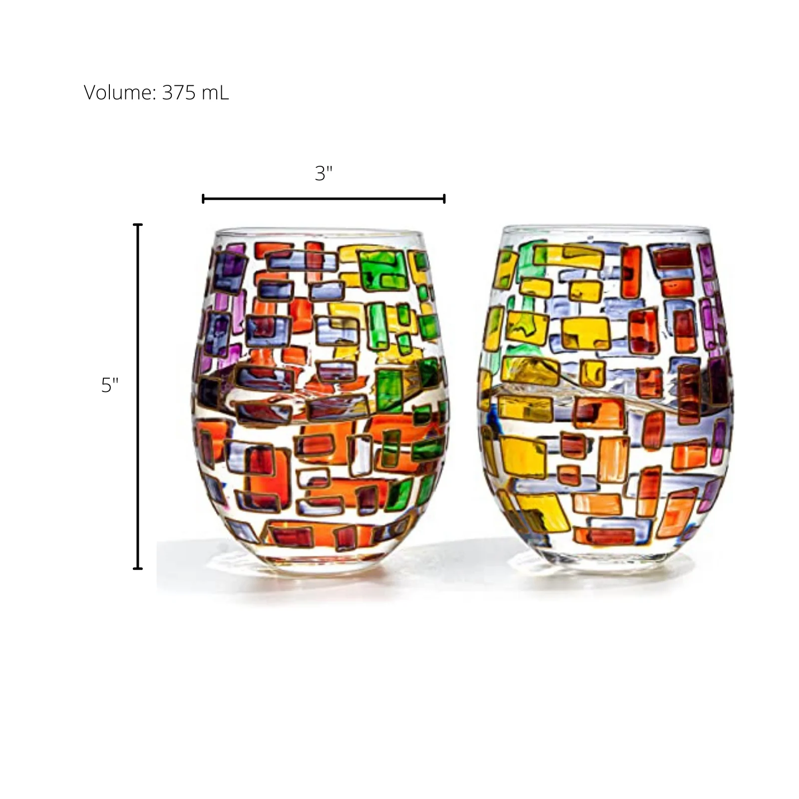Renaissance Stained Glass Windows, (Stemless Wine Glasses) - Keen Glass Solutions