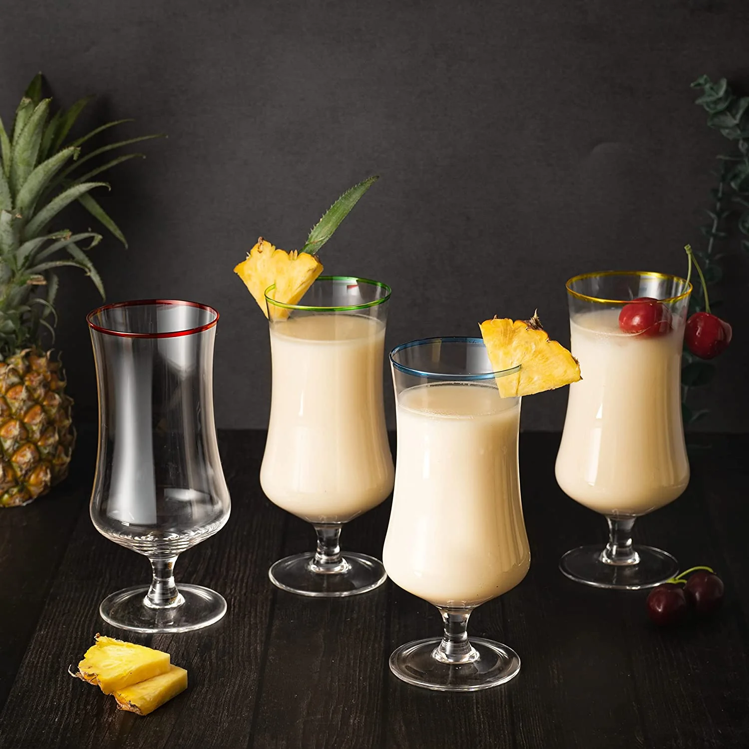 Set of 4 Pina Colada Hurricane Glasses 14oz - Keen Glass Solutions
