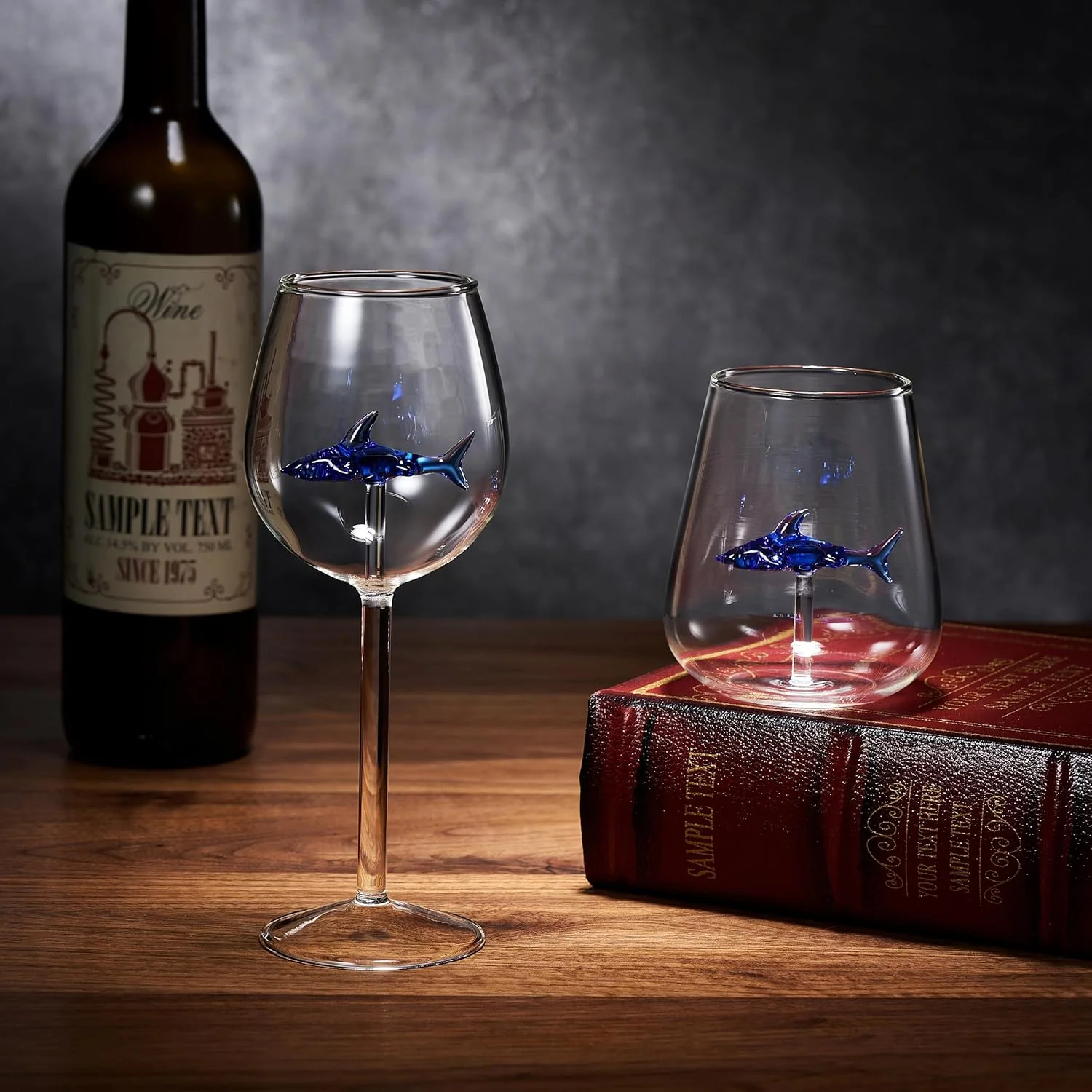 Shark-Inspired Wine Glasses Set of 2 – 13oz - Keen Glass Solutions