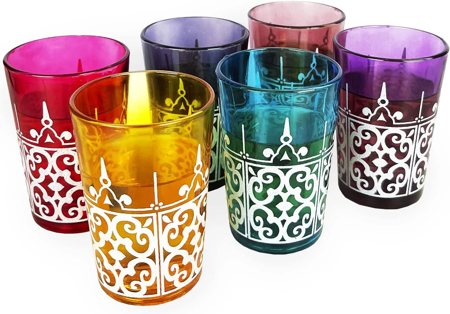 Moroccan Glasses Artisan Hand-Made Multipurpose 170 ml 6 oz Tea (6 Colors) - Keen Glass Solutions