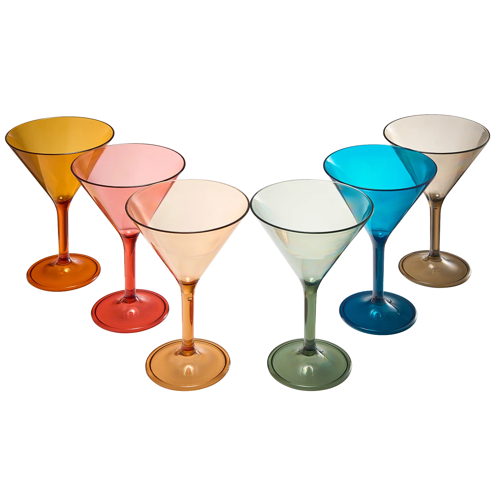Unbreakable Pastel Color Acrylic Martini Glasses | Set of 6 - Keen Glass Solutions
