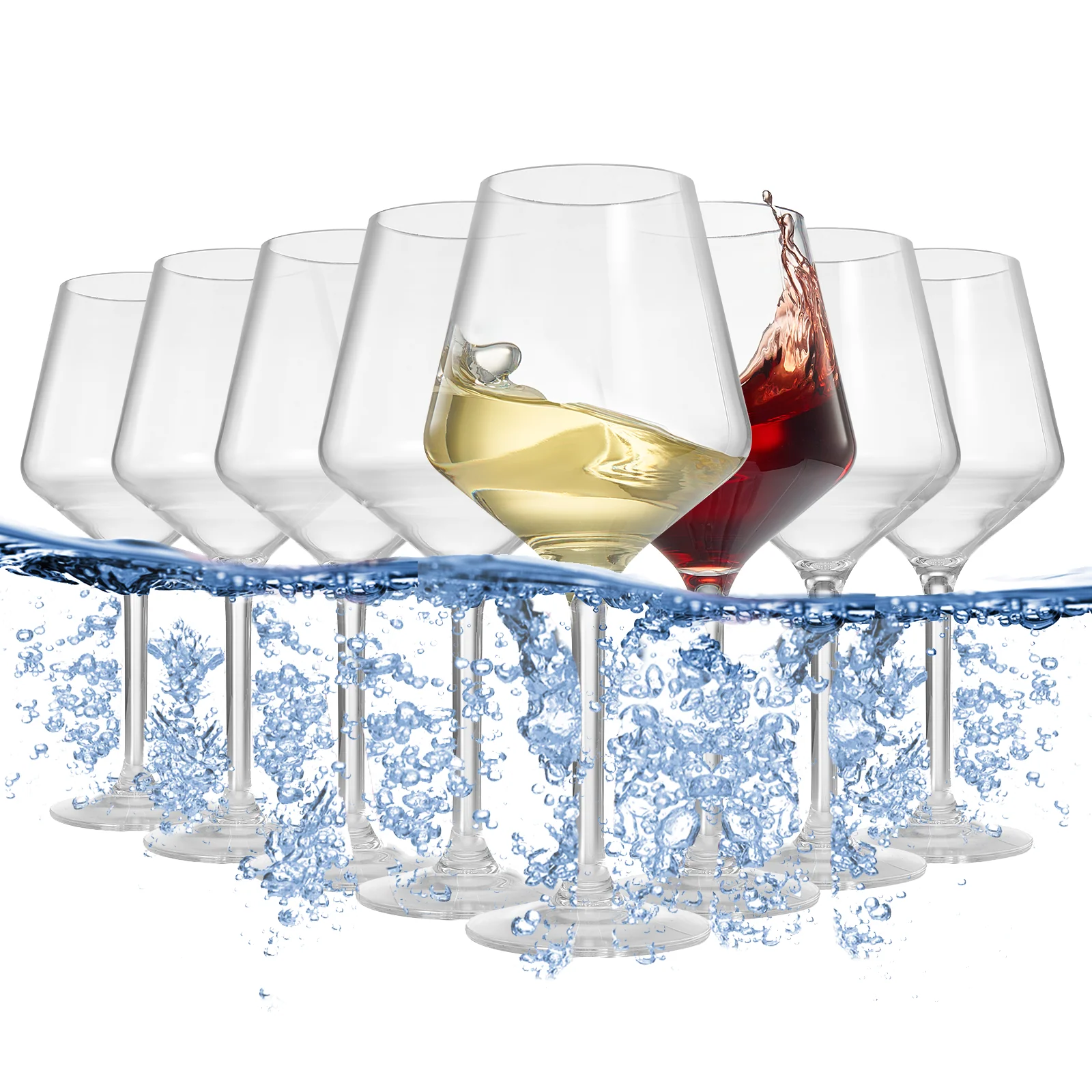 Floating Wine Glasses for Pool (18 Oz | Set of 8) - Keen Glass Solutions