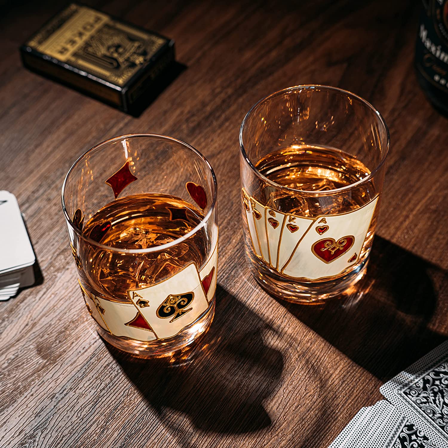 Playing Cards Drinking Glasses - Set of 2 - Keen Glass Solutions