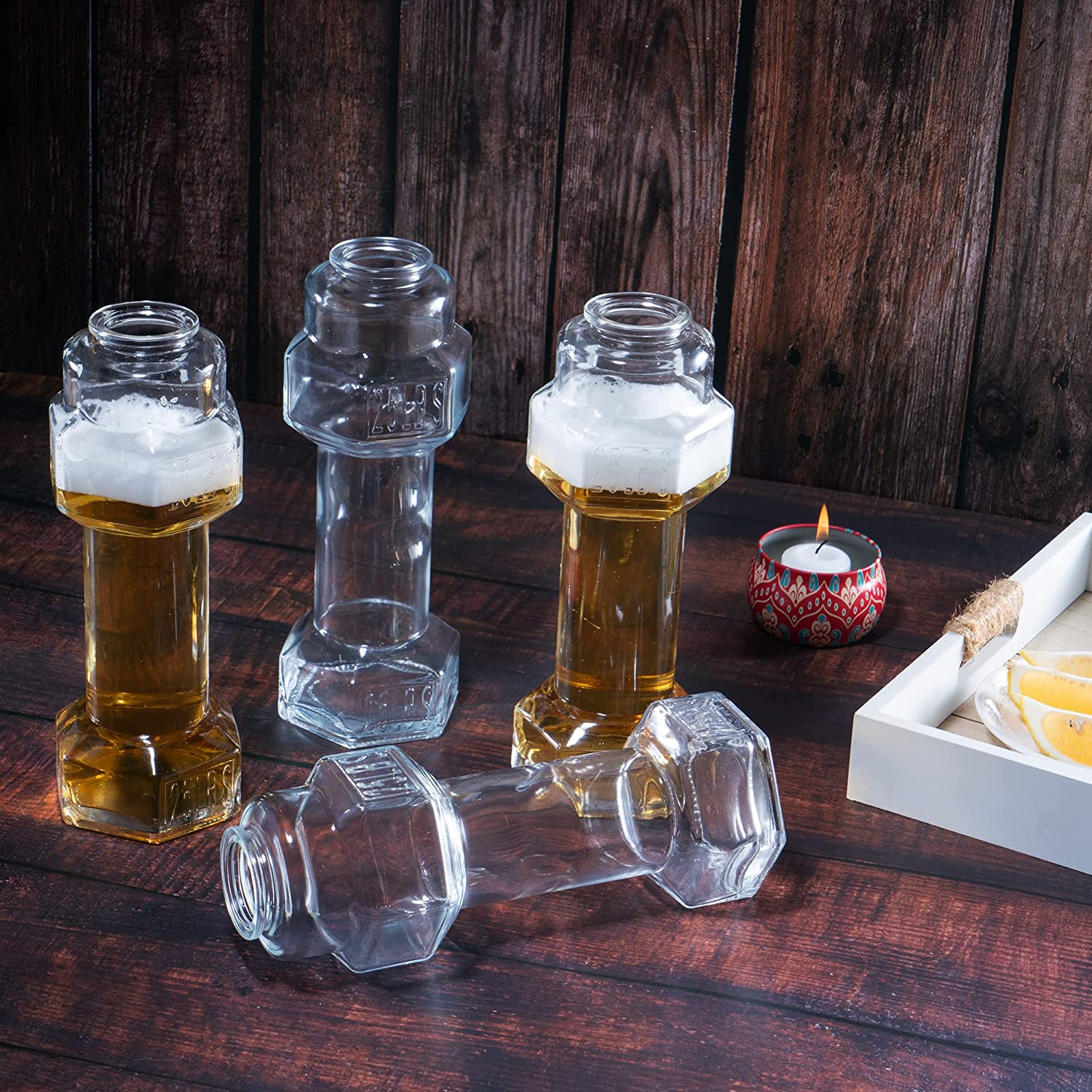 Dumbbell Whiskey & Cocktail Glasses Set of 4 (26 OZ) - Keen Glass Solutions