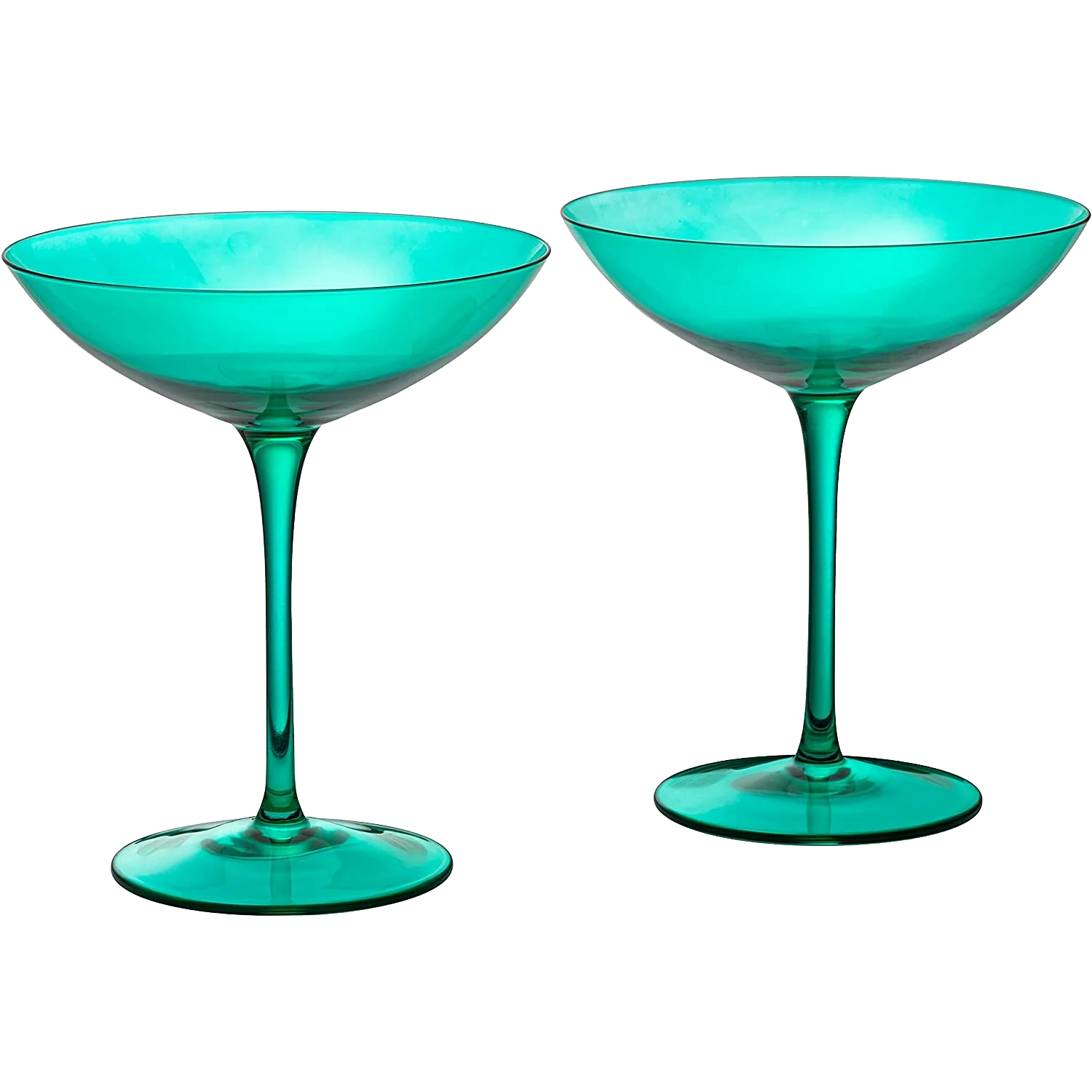Champagne Coupes 12oz by The Wine Savant - (2, Teal) - Keen Glass Solutions