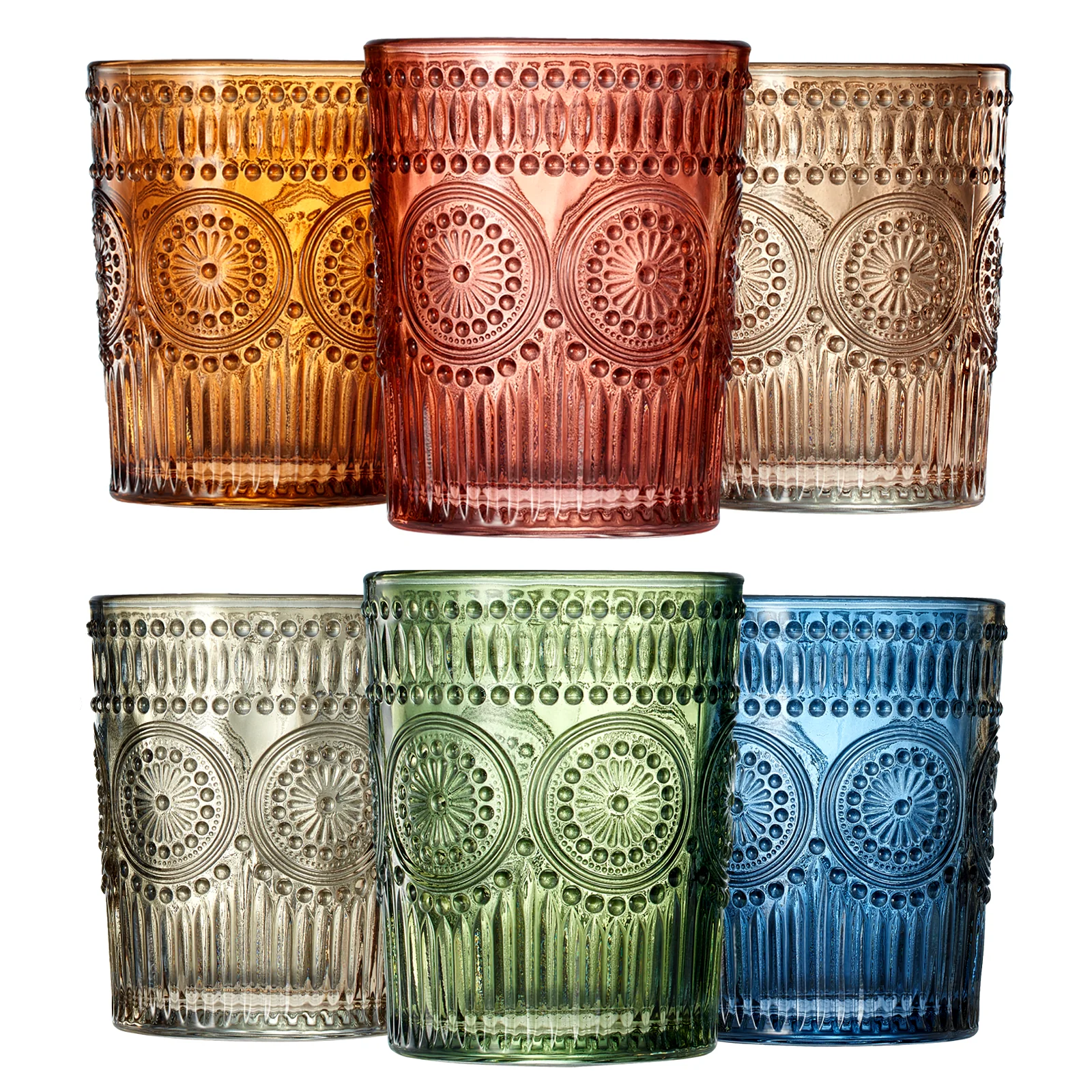 Colored Vintage Drinking Glasses Set | Set of 6 - Keen Glass Solutions