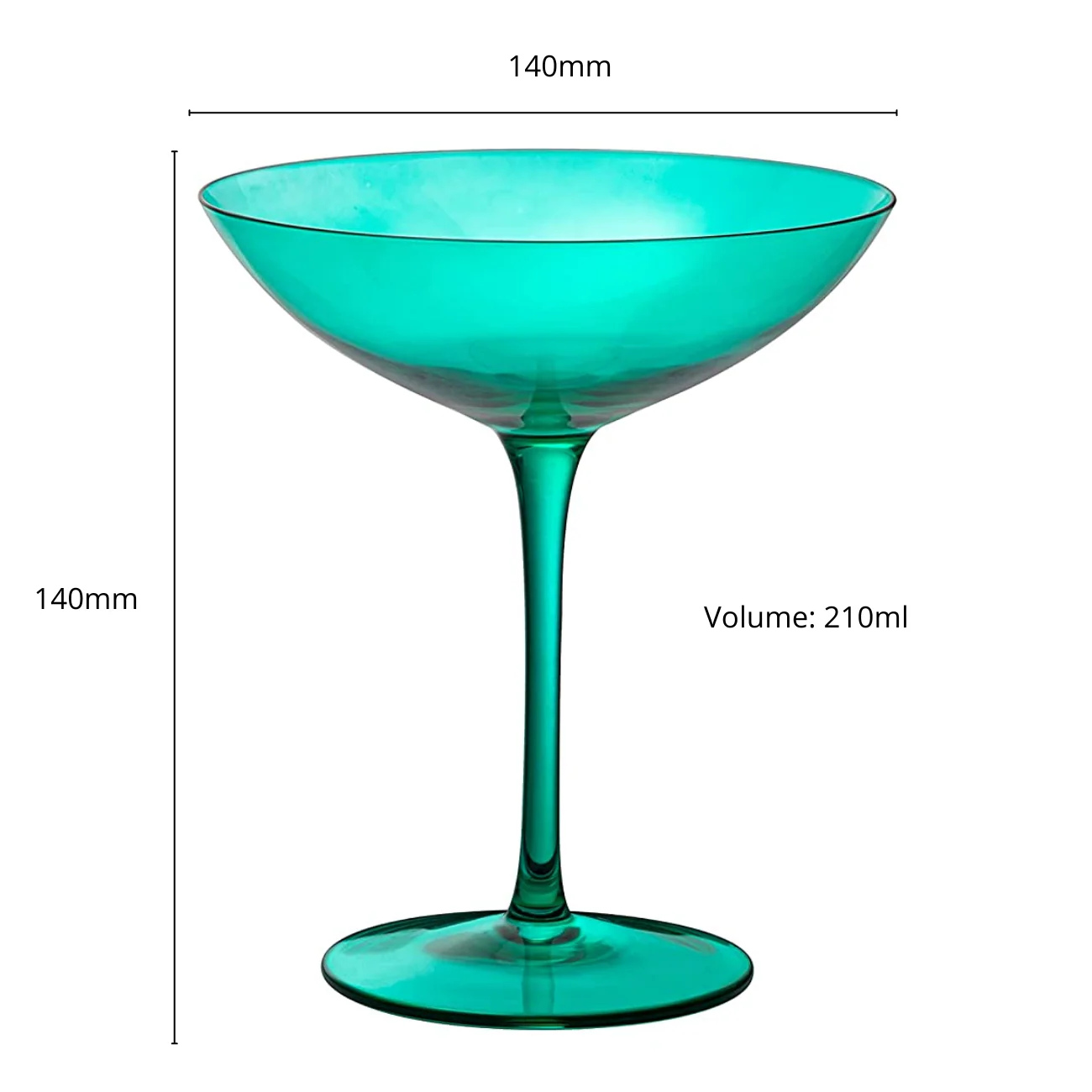 Champagne Coupes 12oz by The Wine Savant - (2, Teal) - Keen Glass Solutions