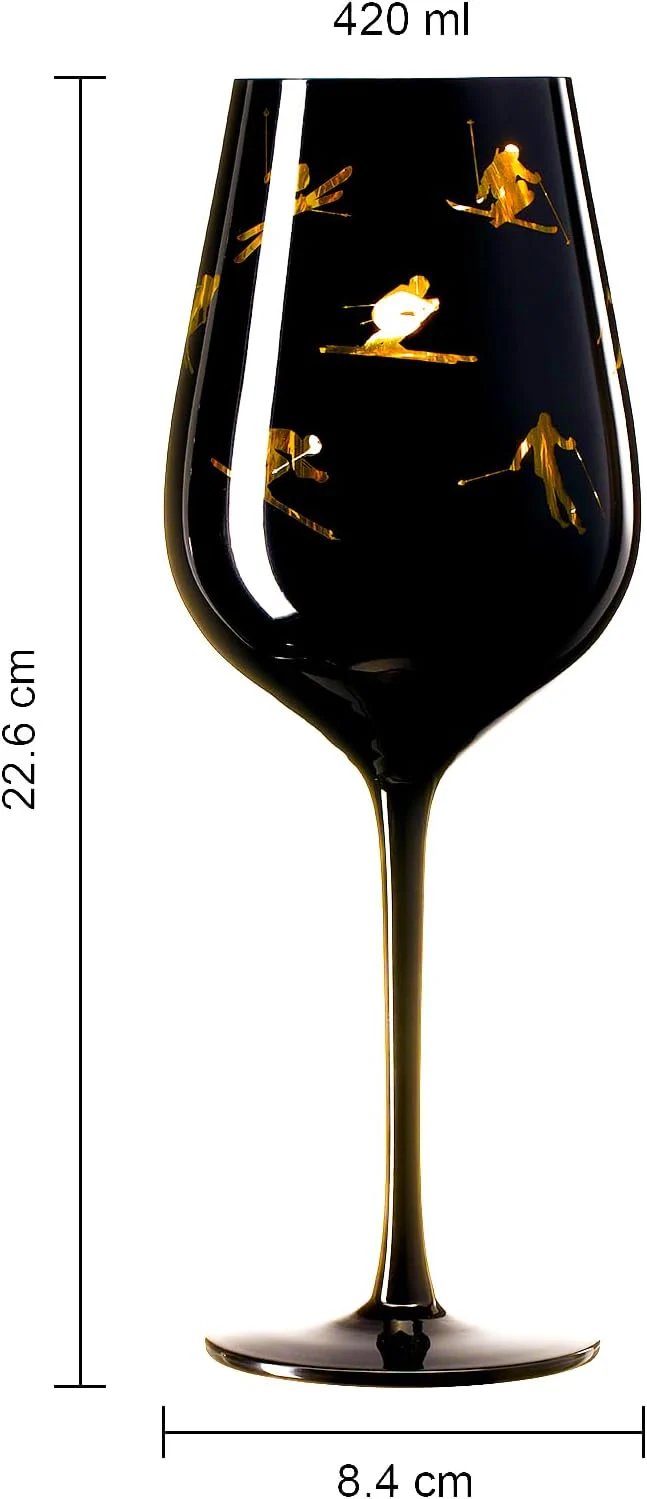 Crystal Stemmed Skiing, Apres Ski Skiier Wine Glasses - 1 Glass - 14oz - Keen Glass Solutions
