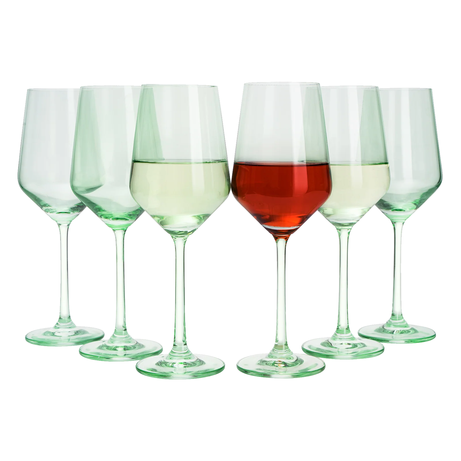 Green Colored Wine Glass Set, 12oz Glasses Set of 6 - Keen Glass Solutions