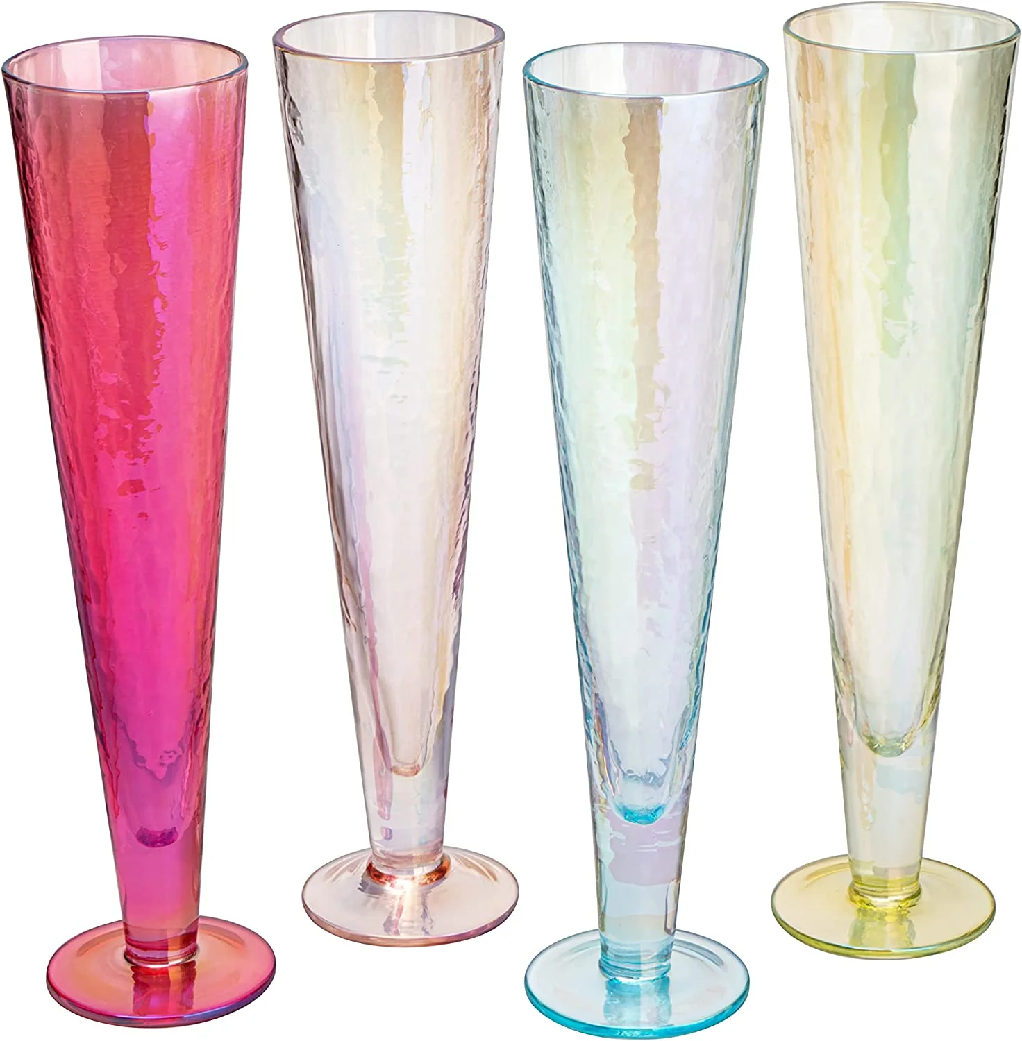 Champagne Flutes, Iridescent Crystal Glass - Set of 4 - 10 - Keen Glass Solutions
