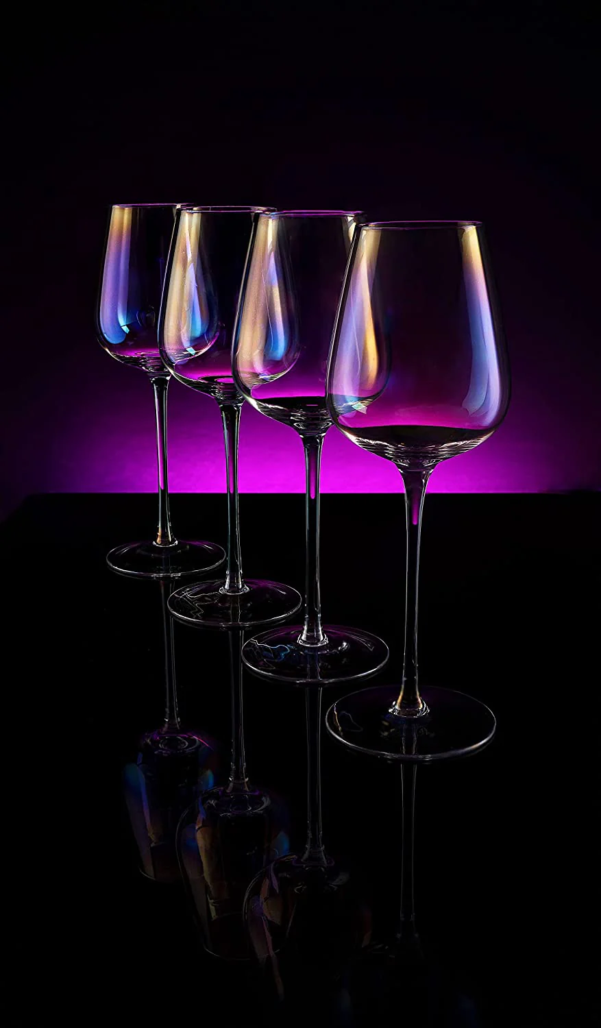 Iridescent Luster Large Radiance Wine Glasses - White Pearl Whimsy - Keen Glass Solutions
