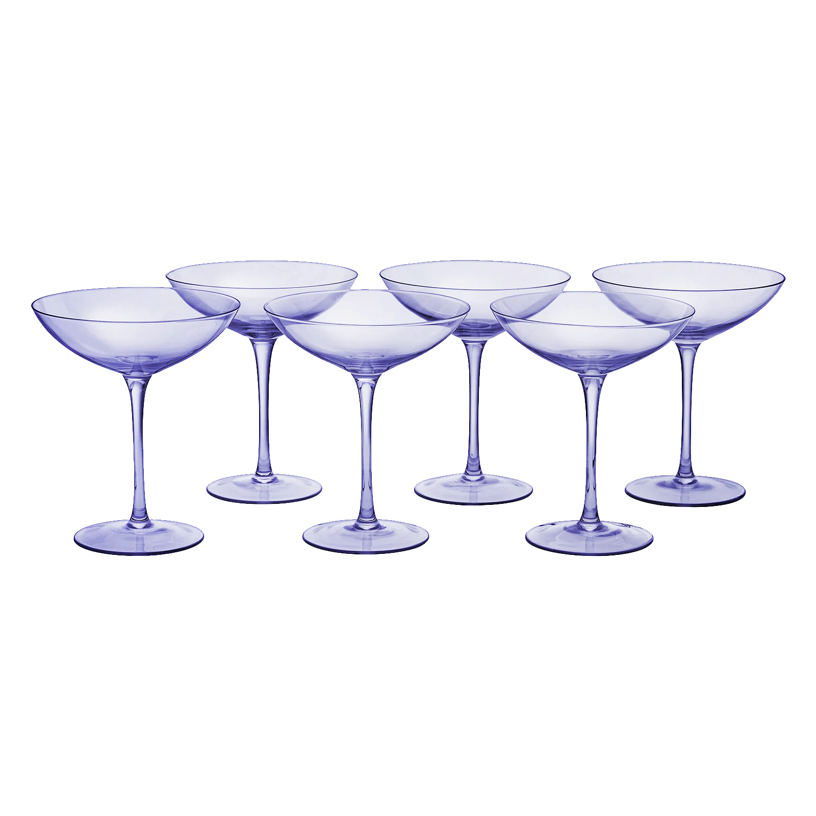Lavender Champagne Coupes 12oz Set of 6 - Keen Glass Solutions